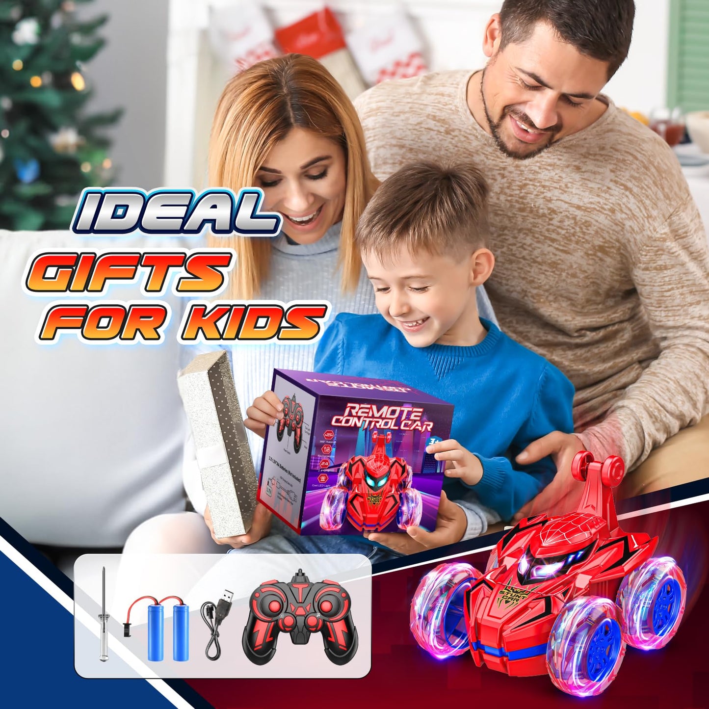 Spider Remote Control Cars for Kids,decked Car Toys Stunt Car Toy for Boys Age 3-9 Remote Control Car for Kids 4-8 Year Old Easter Birthday Gifts for Boys 3-5 Years Old Girls 🍁 All In One Marketplace Canada