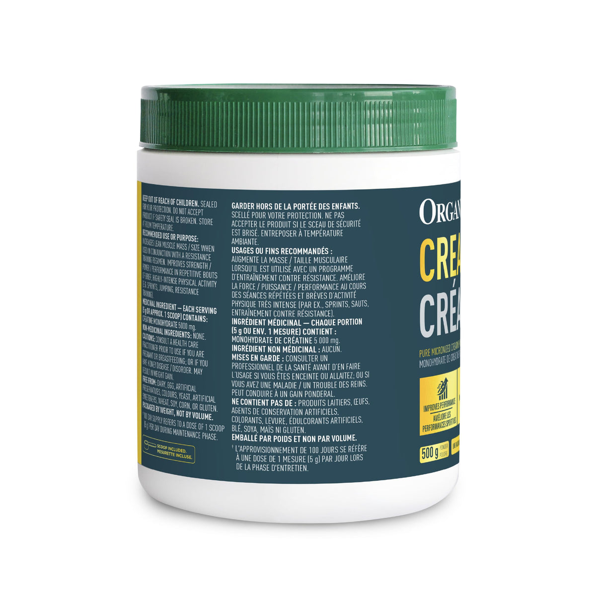 Organika Canadian-Made Creatine Powder- Pure Micronized Creatine Monohydrate - Helps Build Lean Muscle, Increase Strength, and Improved Recovery and Performance for Men and Women - 500g, 100 servings ๐ All In One Marketplace Canada