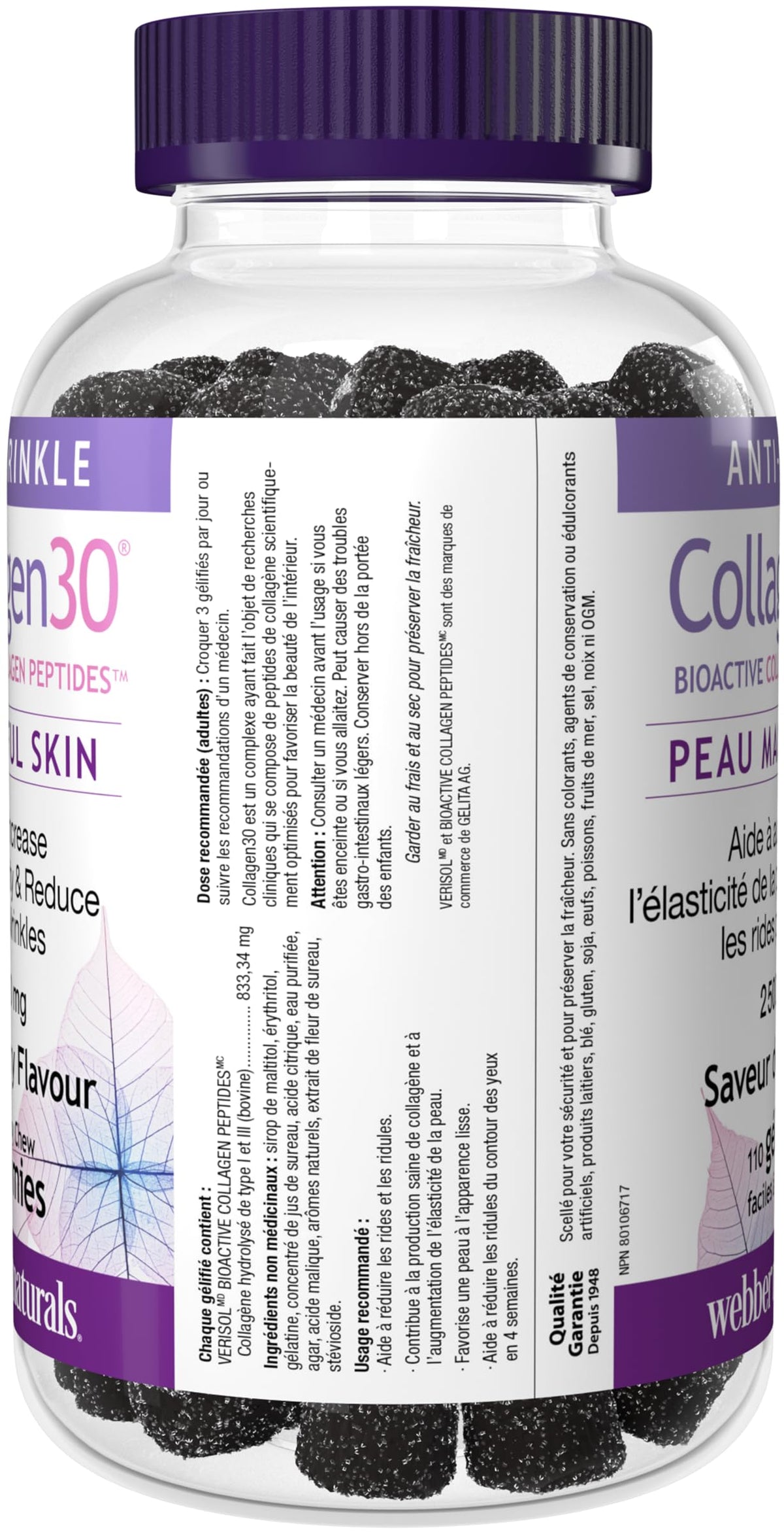 Webber Naturals Collagen30 Anti-Wrinkle Gummy, 2,500mg of Bioactive Collagen Peptides Per Serving, 110 Gummies, Helps Reduce Deep Wrinkles, Fine Lines & Stimulates Skin Cells ๐ All In One Marketplace Canada