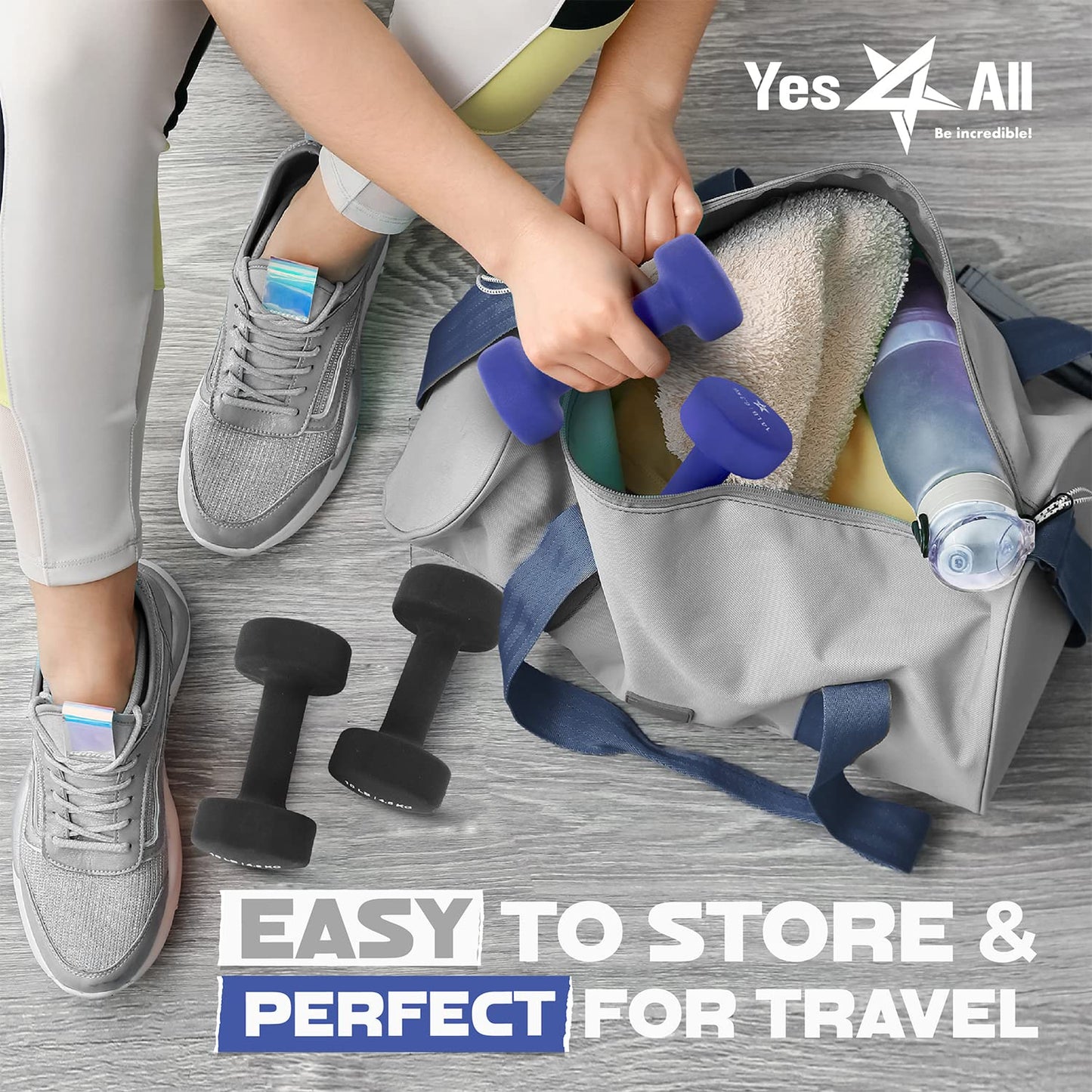 Yes4All Dumbbell Neoprene, poids et haltere, Weight Set, Hand Weights for Women, Dumbbells Pair, Free Weights (D. Blue - 6lbs) ๐ All In One Marketplace Canada