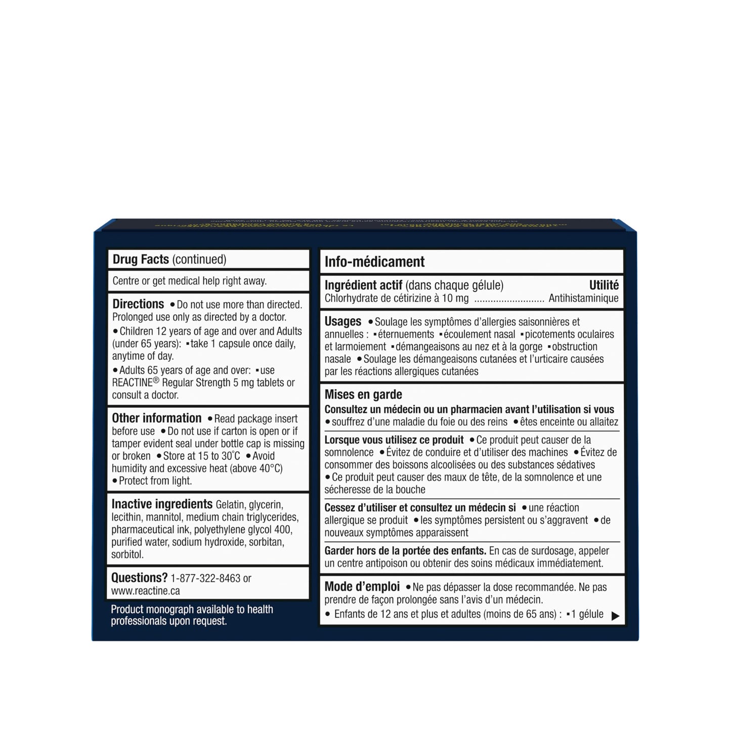 Reactine Extra Strength Antihistamine Liquid Gel Pills - 10mg Cetirizine Hydrochloride - Allergy Relief Medicine - 25 count ๐ All In One Marketplace Canada