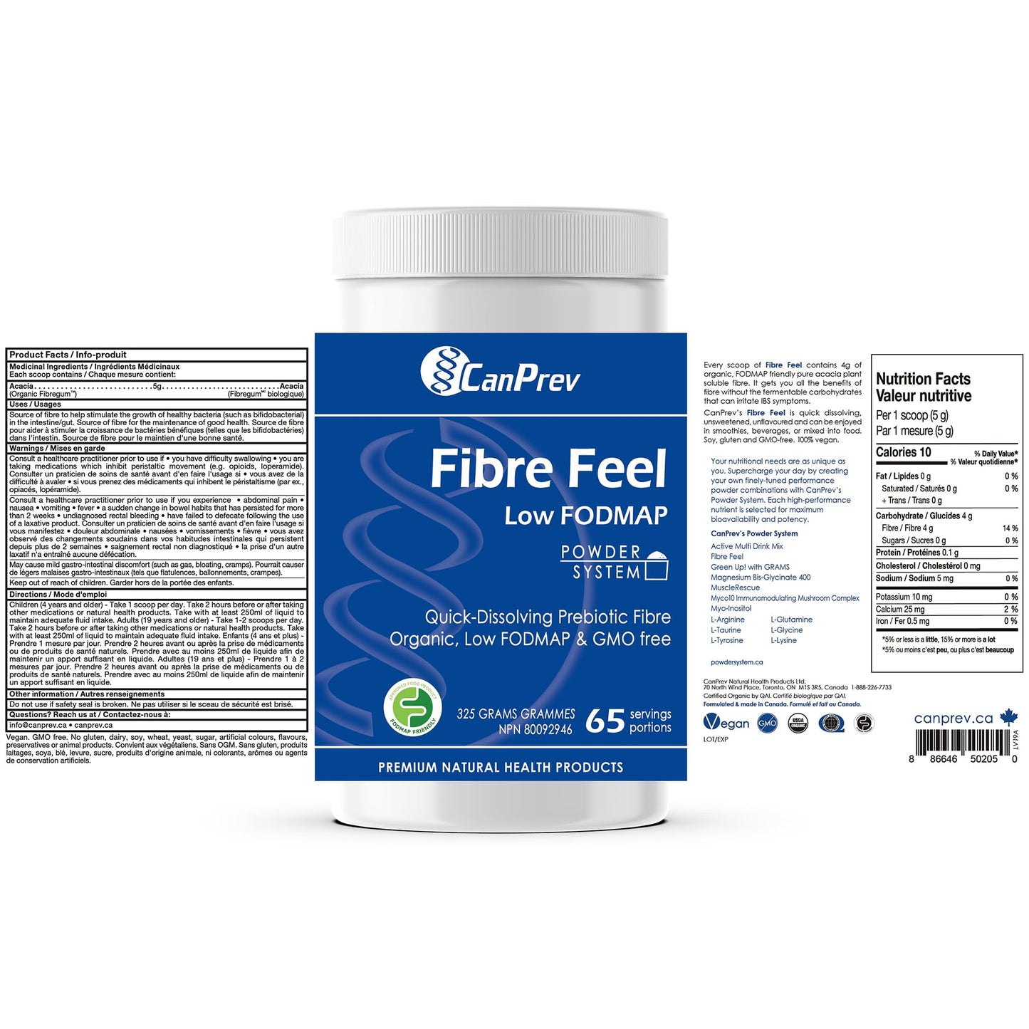 CanPrev Organic Fibre Feel Powder 325g, 65 Servings, Unflavoured & Easy to Mix, Promotes Digestive Wellness & Regularity, Quick-Dissolving & Gentle, Natural Ingredients, Perfect for Smoothies & Shakes ๐ All In One Marketplace Canada