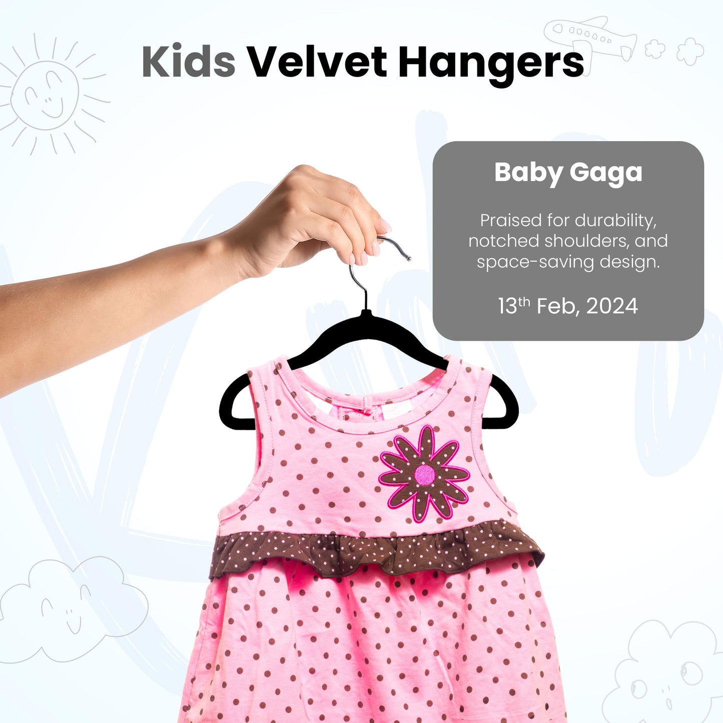 Utopia Home Baby Velvet Hangers 50 Pack, Non-Slip Baby Hangers for Kids, Infants & Toddler, Space Saving with 360-Degree Swivel Hook, Durable Small Clothes Hanger, (Black) ๐ All In One Marketplace Canada