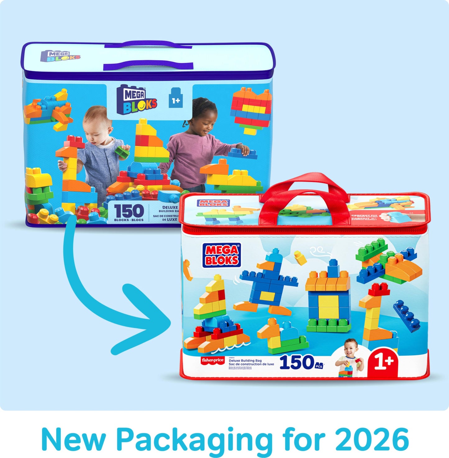 MEGA BLOKS First Builders Toddler Blocks Toys Set, Deluxe Building Bag with 150 Pieces and Storage, Blue, Ages 1+ Years ๐ All In One Marketplace Canada