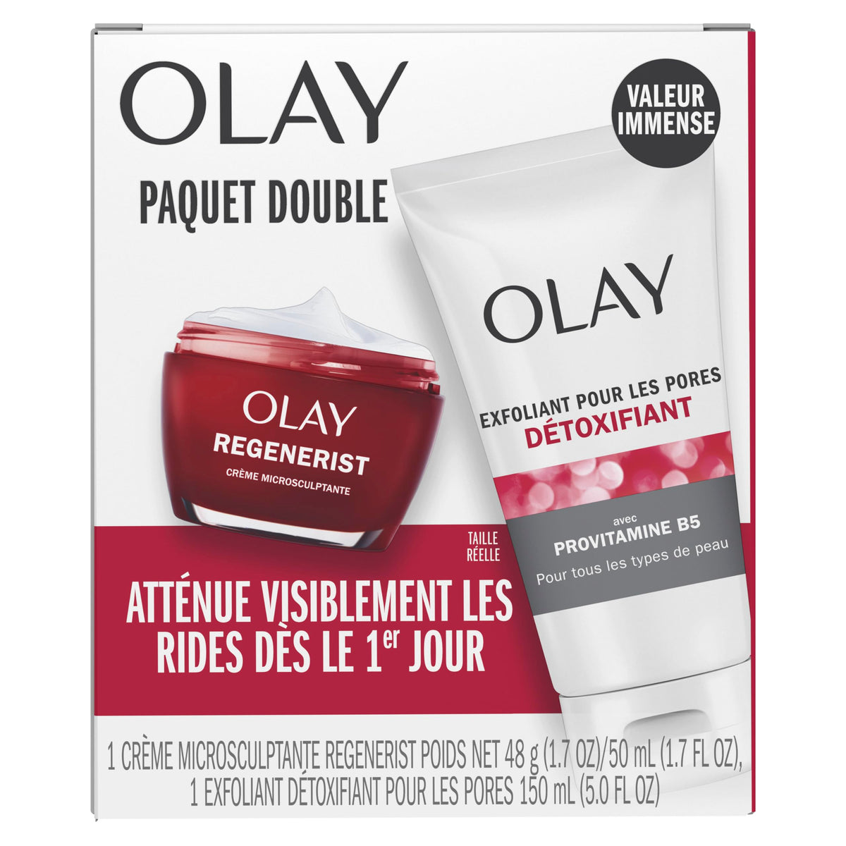 Olay Regenerist Advanced Anti Aging Duo Pack, Micro-sculpting Cream with Hyaluronic Acid and Niacinamide 50 mL, Pore Cleanser, 150 mL ๐ All In One Marketplace Canada