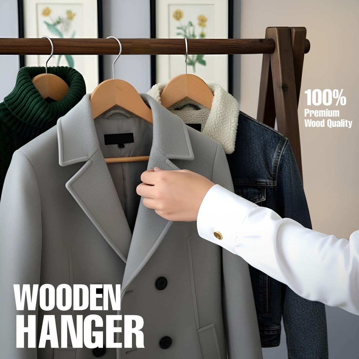 Utopia Home Premium Wooden Hangers 20 Pack - Heavy Duty & Durable Coat Hanger - Wood Hanger with 360-Degree Rotatable Hook - Clothes Hangers with Non-Slip Shoulder Notches For Shirts & Coats (Natural) ๐ All In One Marketplace Canada