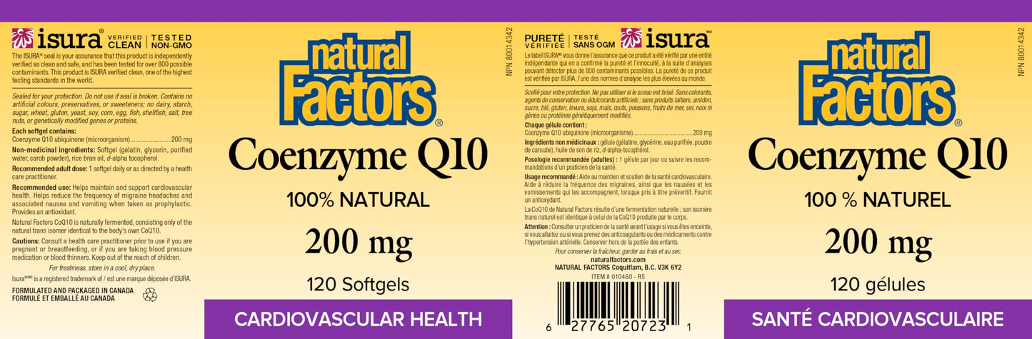 Natural Factors CoQ10 200 mg, 120 Softgels, 100% Natural, Supports Cardiovascular Health, Proudly Canadian ๐ All In One Marketplace Canada