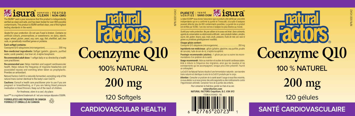 Natural Factors CoQ10 200 mg, 120 Softgels, 100% Natural, Supports Cardiovascular Health, Proudly Canadian ๐ All In One Marketplace Canada