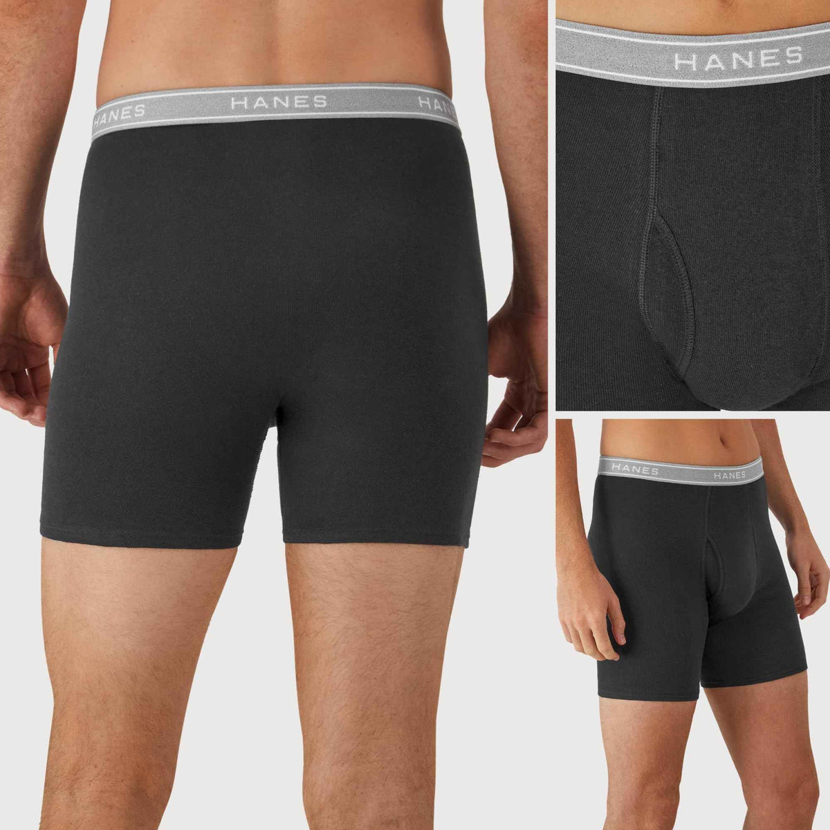 Hanes Boxer Briefs, Cool Dri Moisture-Wicking Underwear, Cotton No-Ride-up for Men, Multi-Packs Available, 6 Pack - Black/Gray, Large 🍁 All In One Marketplace Canada