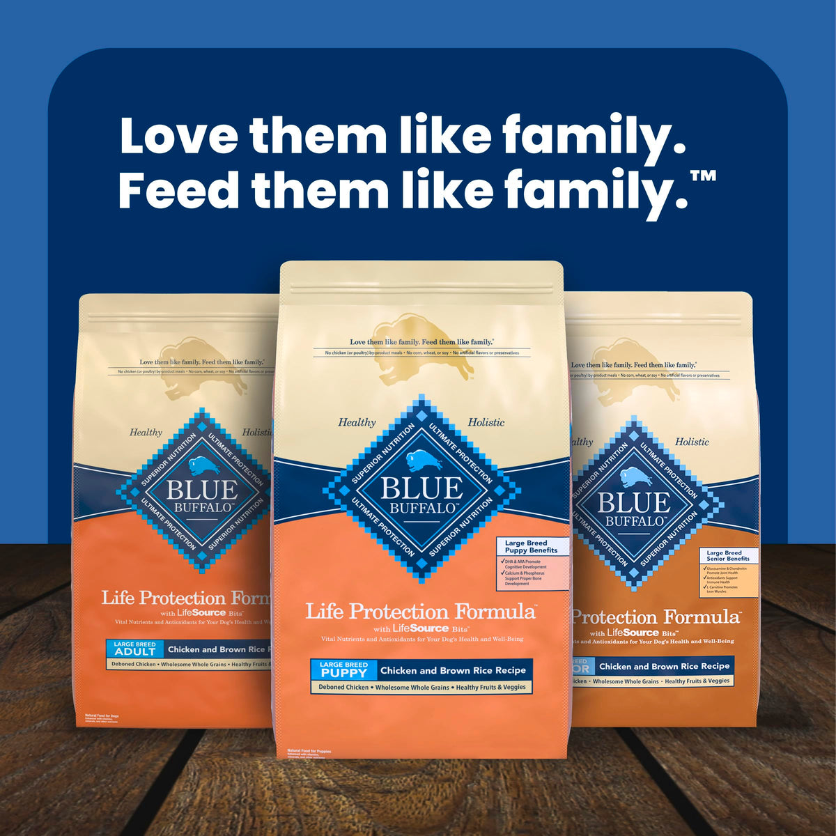 Blue Buffalo Life Protection Formula Chicken & Brown Rice Large Breed Puppy Dry Dog Food with DHA & ARA, Supports Immunity with LifeSource Bits, Promotes Healthy Muscles & Strong Bones, 11.7kg/26 lbs π All In One Marketplace Canada