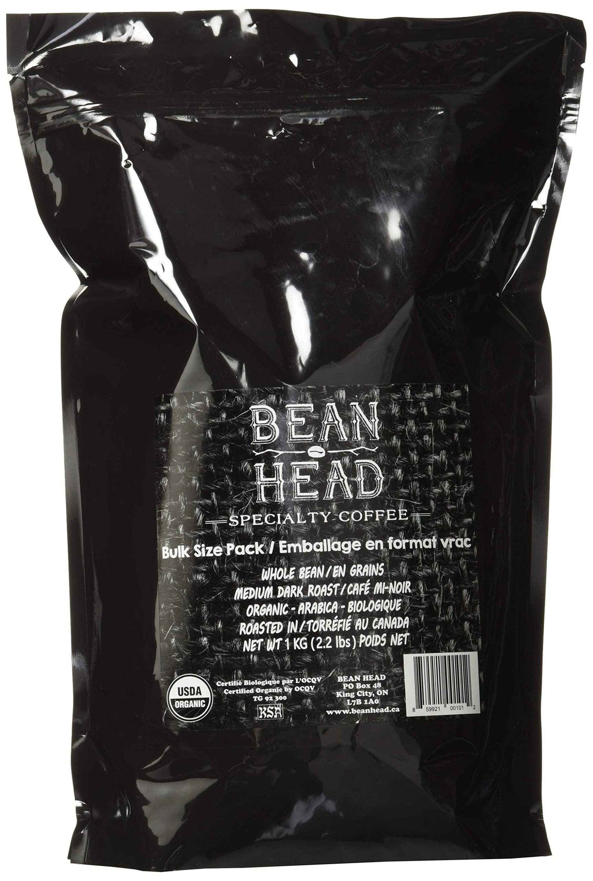 BEAN HEAD Specialty Grade Organic Coffee, Bulk Pack, Whole Bean, 1 KG π All In One Marketplace Canada