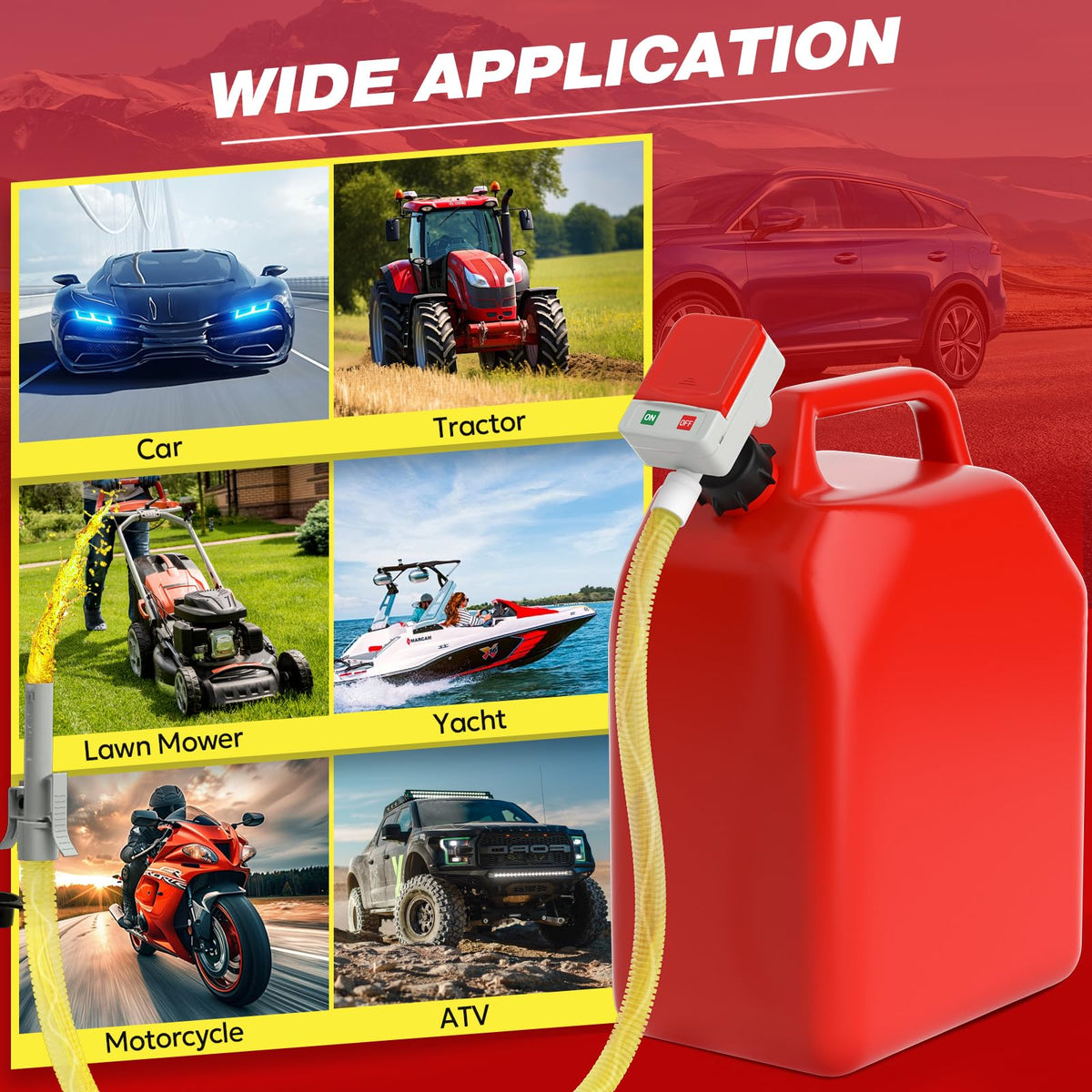 KEIMI Portable Fuel Transfer Pump with Auto-Stop, 3.2 Gallon per Min, 51" Extra Long Hose, Battery & USB Powered, 4 Can Adapters, Leak-proof Gas Pump for Oil, Diesel and Gasoline 🍁 All In One Marketplace Canada