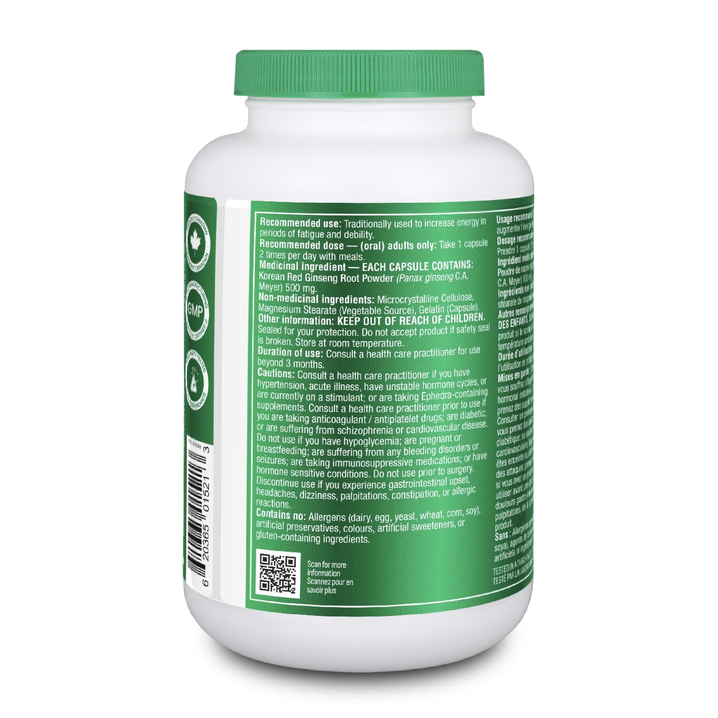 Organika Canadian-Made Korean Red Ginseng - 6 Year Old Roots, Energy Support, Stress Support, Warming Effect- 200caps ๐ All In One Marketplace Canada