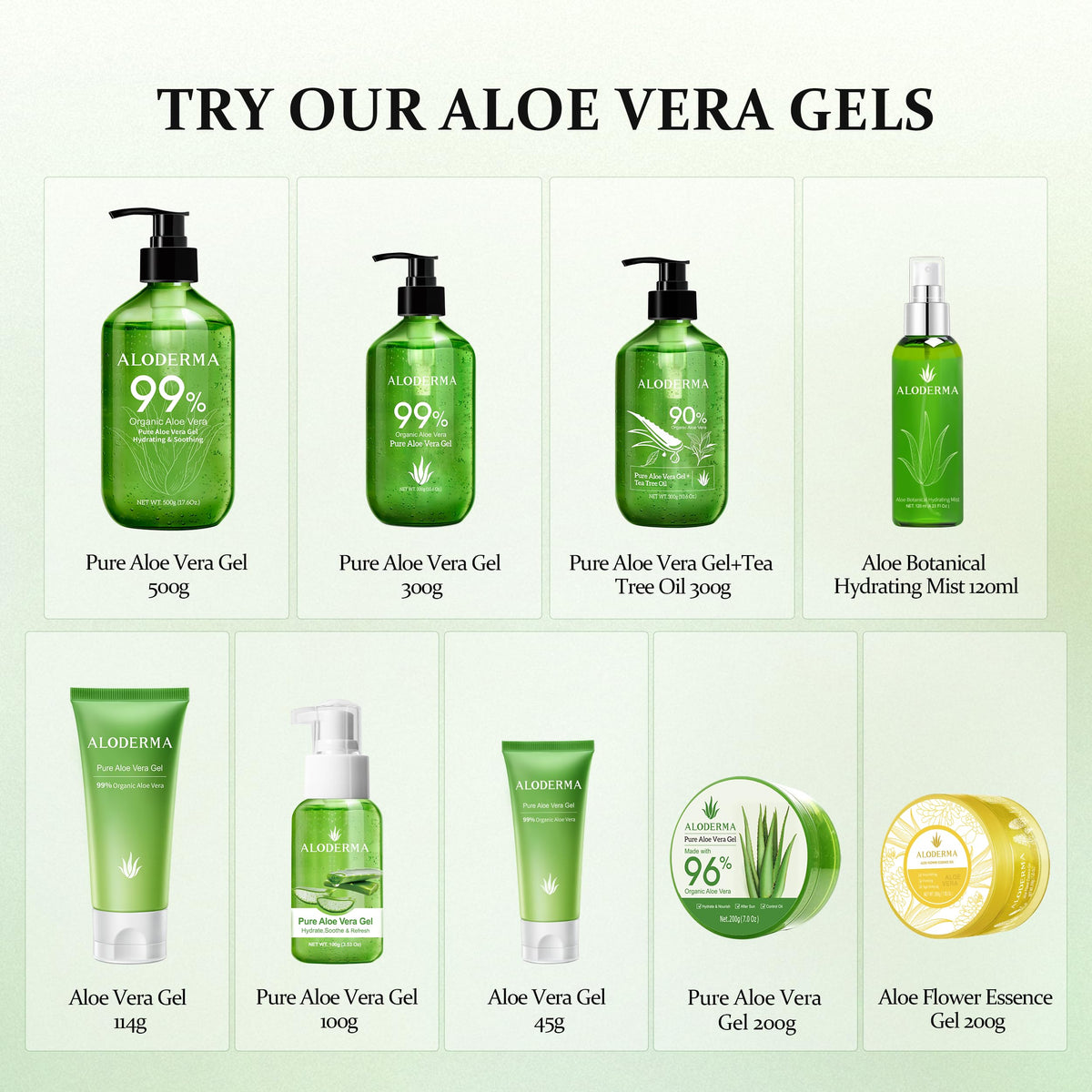 Aloderma 99% Organic Aloe Vera Gel for Skin Made within 12 Hours of Harvest, Non-Sticky Aloe Vera Gel for Sunburn Relief, Natural, Soothing Hydrating Aloe Vera for Face & Hair, Lightweight Gel, 10.6oz ๐ All In One Marketplace Canada
