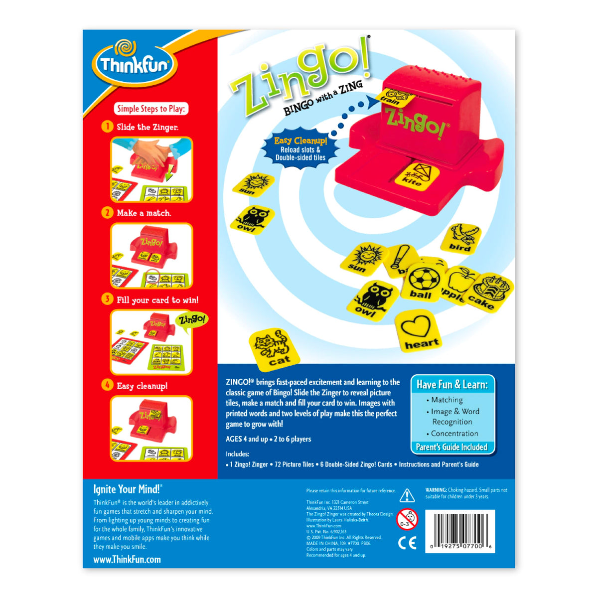 ThinkFun Zingo - Bingo with a Zing - Award-Winning Preschool Game - Encourages Language & Matching Skills Development - Fun Family Board Game for Boys and Girls Ages - 4 & Older ๐ All In One Marketplace Canada