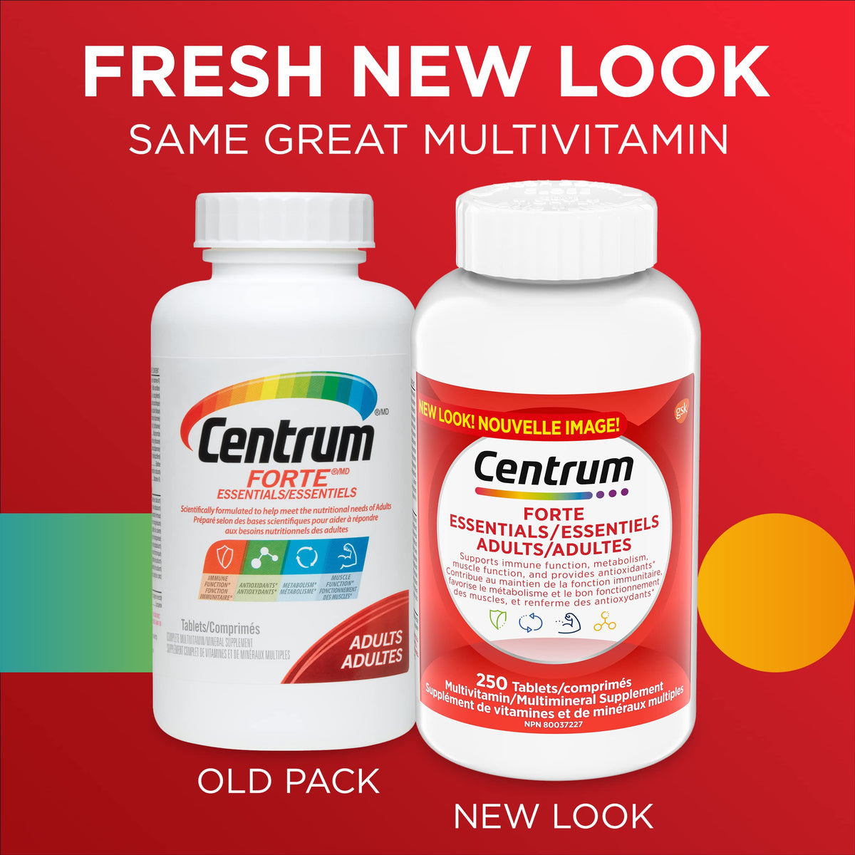 Centrum Adult Forte Essentials Mulitvitamins/Minerals Supplement for Men & Women, 250 Tablets (Packaging May Vary) ๐ All In One Marketplace Canada