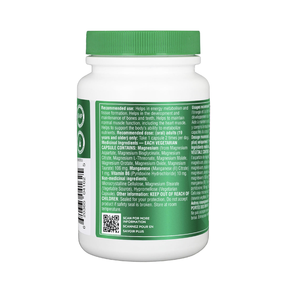 Organika Canadian-Made 8-In-1 Magnesium - 212mg Synergystic Magnesium Complex with Vitamin B6 to Support Muscle Function, Bone Health, Energy, and Cardiovascular Health | 90vcaps, 45 Servings ๐ All In One Marketplace Canada