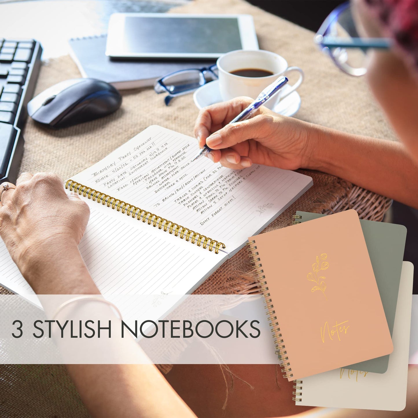 ZICOTO Aesthetic Spiral Notebook Set of 3 For Women - Cute College Ruled 8x6 Journal/Notebook with Large Pockets And Lined Pages - Perfect Supplies to Stay Organized at Work or School 🍁 All In One Marketplace Canada