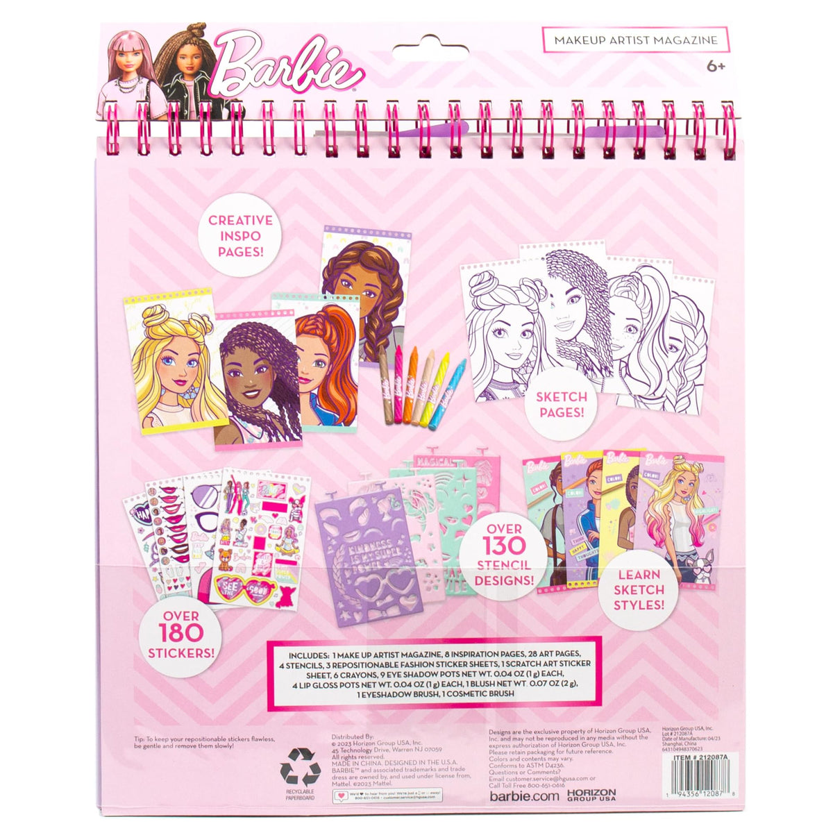 Barbie Makeup Artist Magazine, Create Your Own Hair & Makeup Looks Using Stencils, Stickers, Crayons, Pretend Makeup, Barbie Toys, Barbie Craft Kits, Drawing Kit, 6 Year Old Girl Birthday Gift ๐ All In One Marketplace Canada