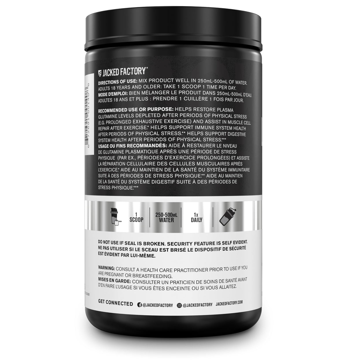 L-Glutamine Powder 500g, 100 Servings - Vegan Fermented L Glutamine for Post Workout Muscle Recovery, Immunity, Digestive Health - Tested & Trusted, No Artificial Fillers - Unflavored π All In One Marketplace Canada
