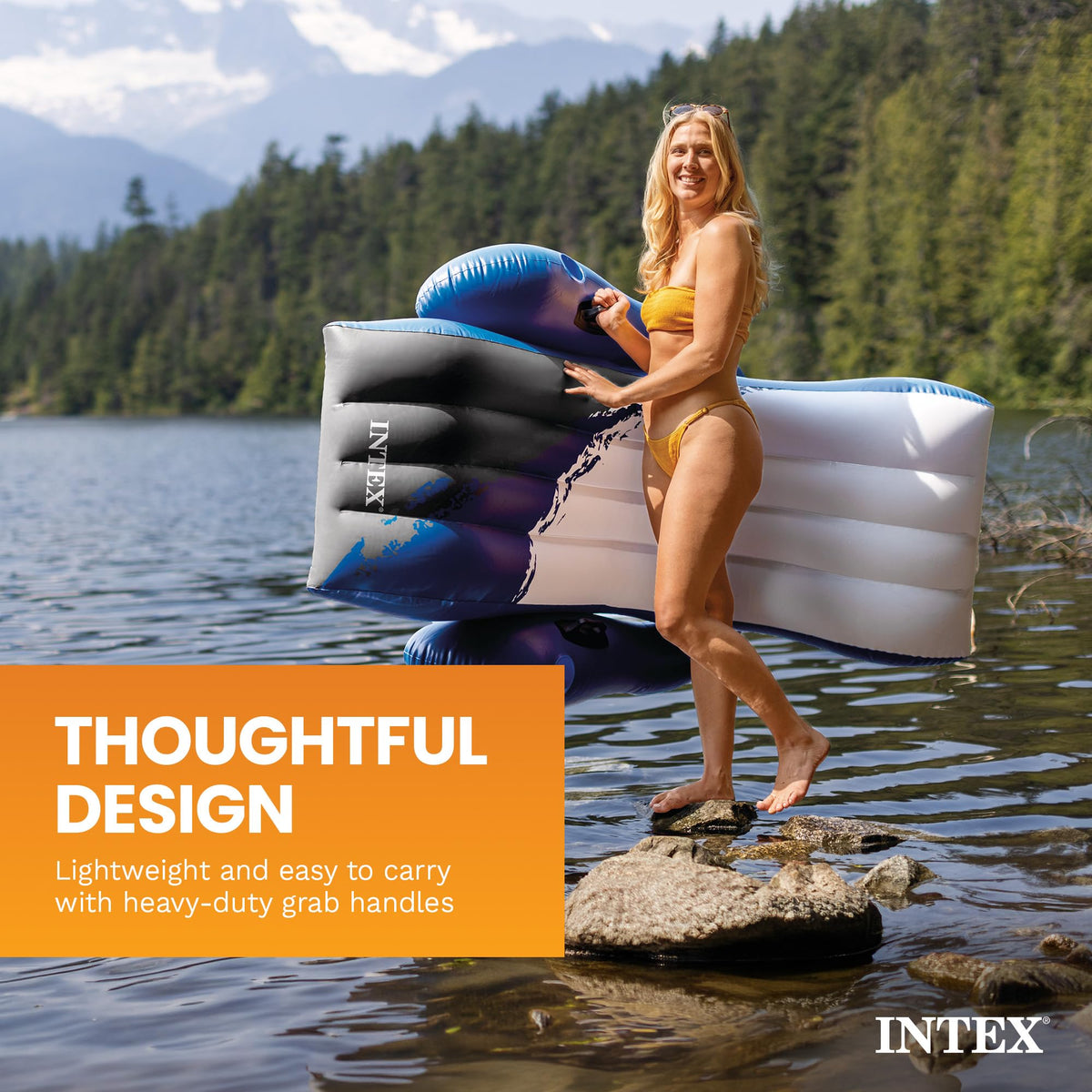 Intex Floating Recliner Inflatable Lounge, 71" X 53", Blue, 58868EP ๐ All In One Marketplace Canada
