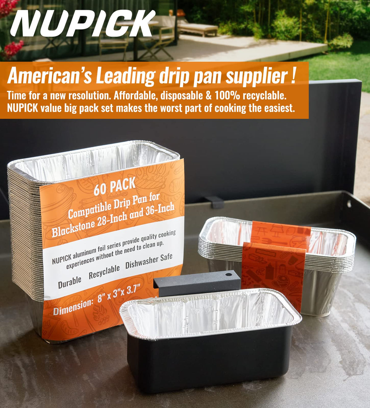 NUPICK 40 Pack Grease Cup Liners for Blackstone 17"/28"/36" Griddle, Drip Pan Liners for Blackstone 5017, Disposable Aluminum Foil Drip Pan Liner ๐ All In One Marketplace Canada