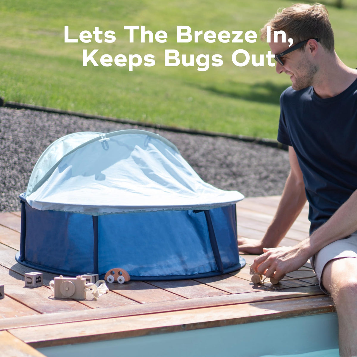 Babymoov Babyni Anti-UV Infant Pop-Up Tent, Portable Baby Beach Shelter with UPF 50+ Sun Protection, Ventilated Outdoor Canopy, Floor Mat, Sensory Details & Travel Bag, Marine ๐ All In One Marketplace Canada