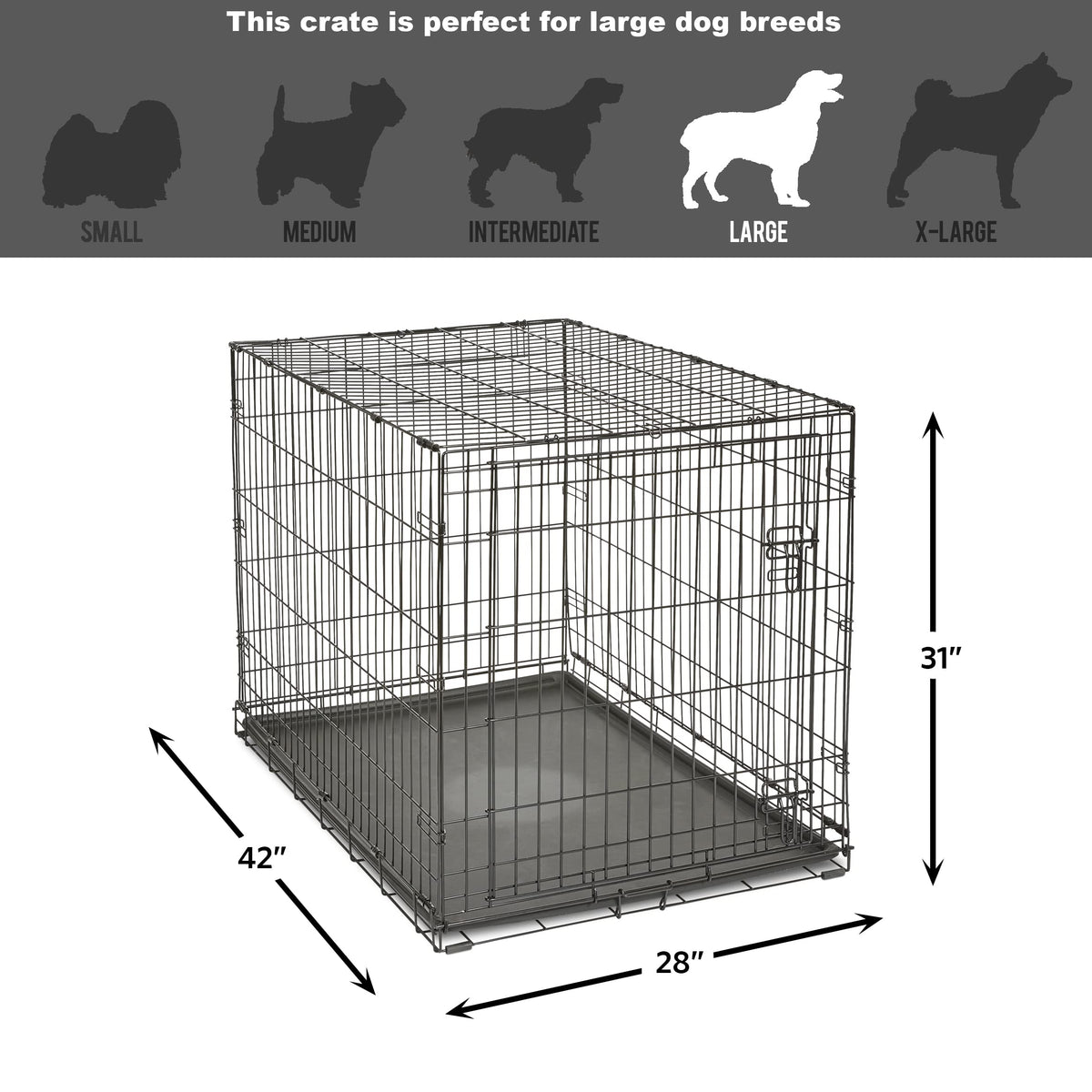 MidWest Homes for Pets 42-Inch New World Crate for Large Breeds, 71-90 lbs, Single Door Folding Dog Crate, Leak-Proof Tray & Secure Latch, Portable, Durable & Easy to Assemble ๐ All In One Marketplace Canada