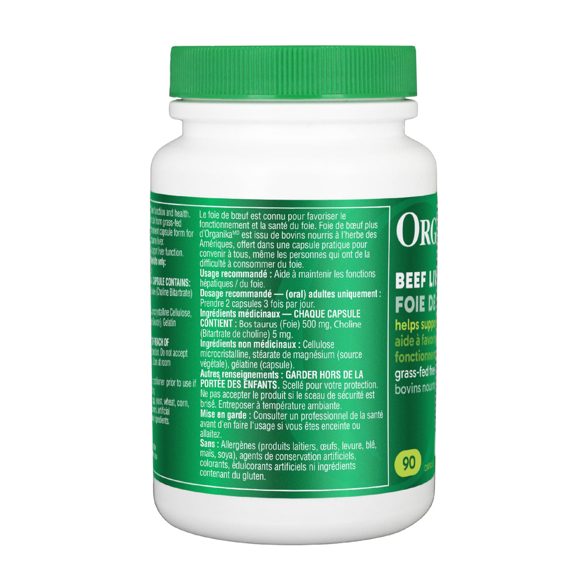 Organika Beef Liver Plus Choline- Sourced from Grass-Fed + Finished Cattle, Pasture Raised, High in Vitamins and Minerals, Supports Liver Function, Energy Levels, and Immunity- 90caps ๐ All In One Marketplace Canada
