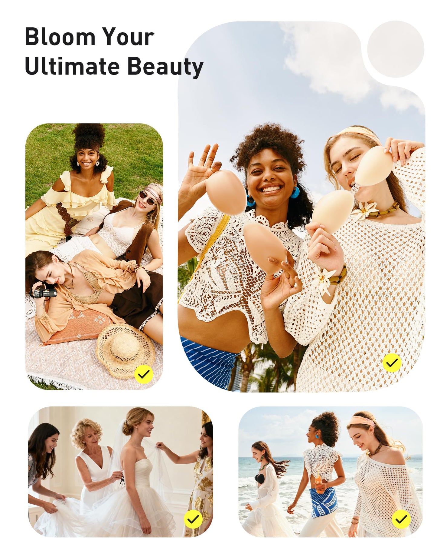 Niidor Adhesive Bra Strapless Sticky Invisible Push up Silicone Bra for Backless Dress with Nipple Covers Nude (B Cup) ๐ All In One Marketplace Canada