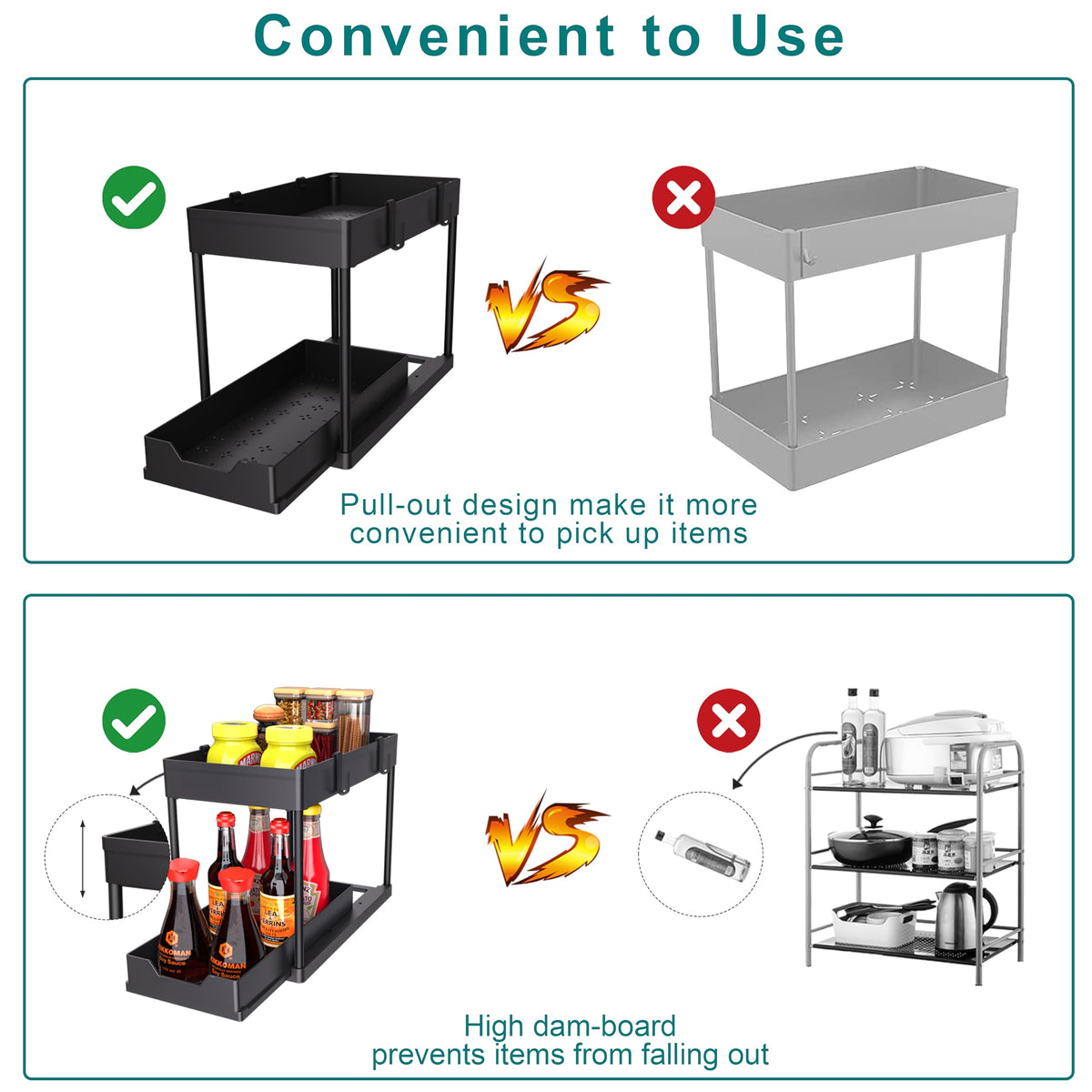 DEKAVA Under Sink Organizer 2 Pack, Bathroom Organizers, 2 Tier Sliding Cabinet Basket Organizer Drawer, Multi-Purpose Bath Collection Baskets for Bathroom (Black) ๐ All In One Marketplace Canada