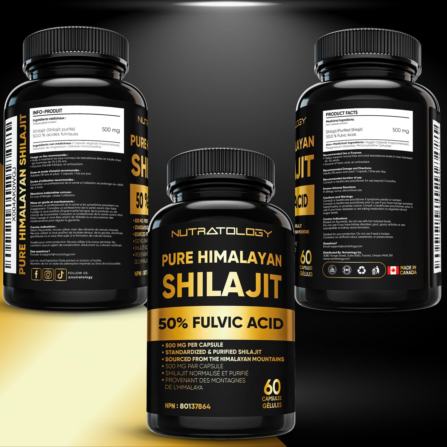 Nutratology® Pure Shilajit Capsules | 50% Fulvic Acid | High Potency & Purity - Sourced from the Himalayan Mountains - Shilajit for Men & Women - 60 Count 🍁 All In One Marketplace Canada