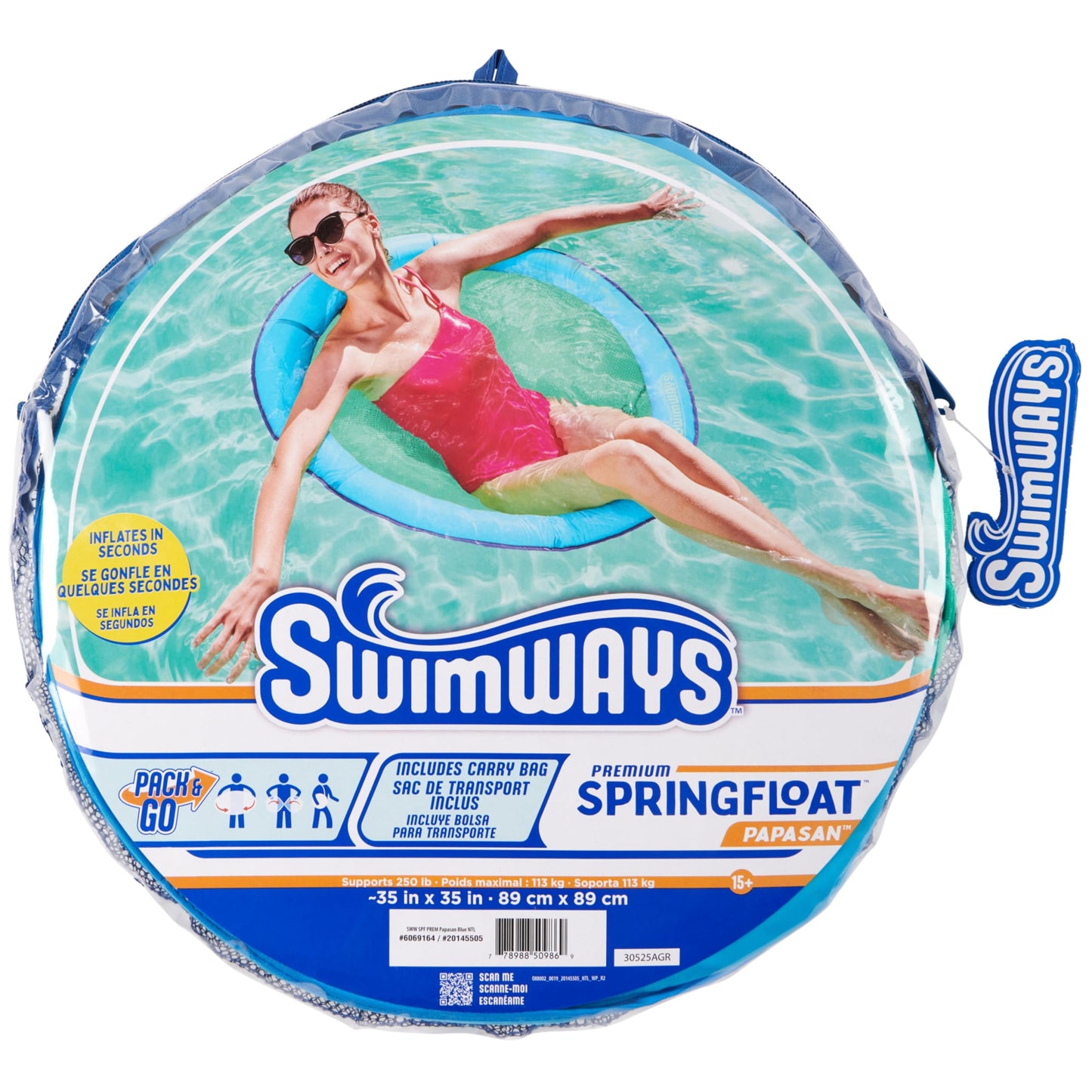 SwimWays Spring Float Premium Papasan Pool Lounger, Inflatable Pool Floats Adult with Fast Inflation for Ages 15 & Up, Sky Blue ๐ All In One Marketplace Canada