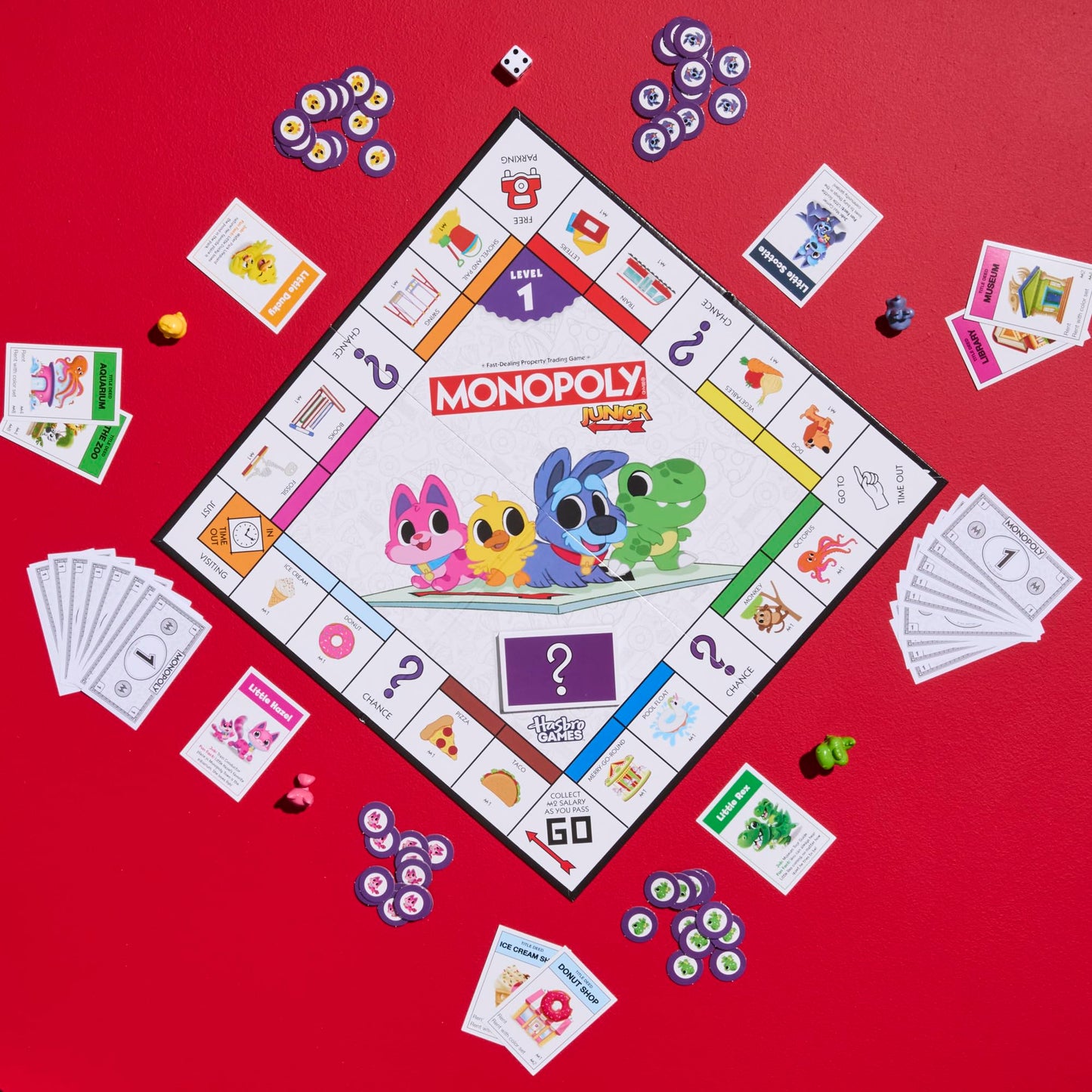 Monopoly Junior Board Game | 2 Games in 1 for Younger Kids, 2-Sided Board | Ages 4+ | 2 - 4 Players | 20 Mins. | Gifts for Preschoolers (English & French Version) π All In One Marketplace Canada