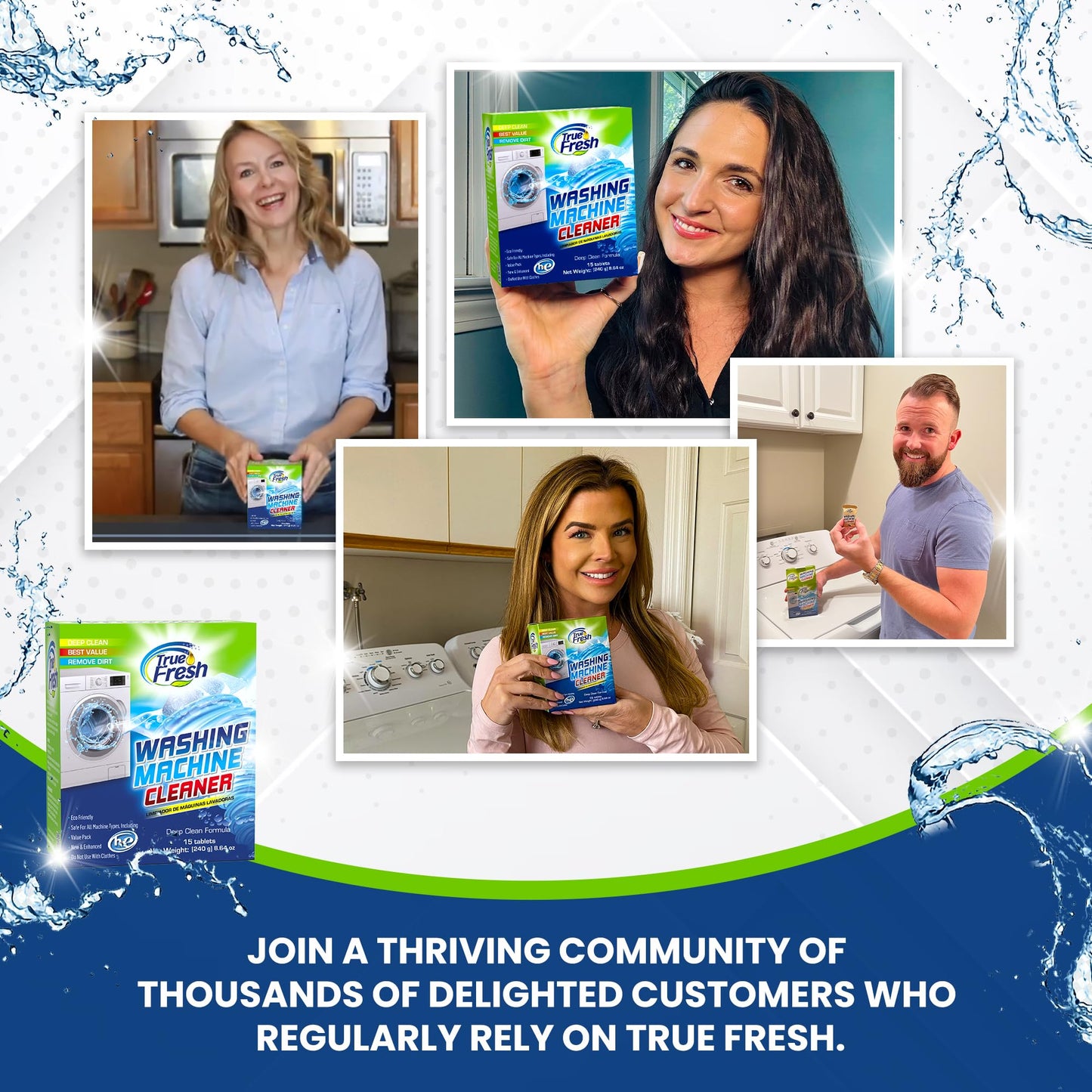 True Fresh Washing Machine Cleaner Tablets, Solid Deep Cleaning Tablet, Finally Clean All Washer Machines Including HE Front Loader Top Load- 15 pack π All In One Marketplace Canada