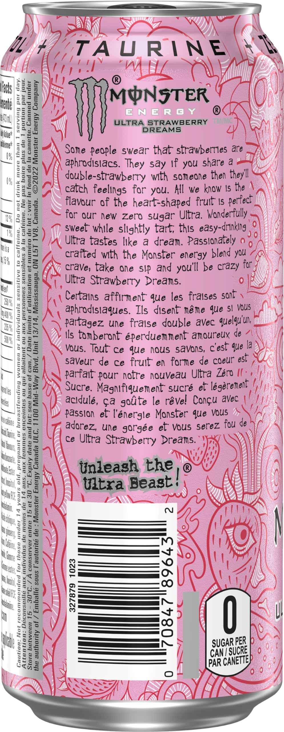 MONSTER ENERGY, Ultra Strawberry Dreams, 473 mL Cans (12 Pack) – Zero Sugar Energy Drink 🍁 All In One Marketplace Canada