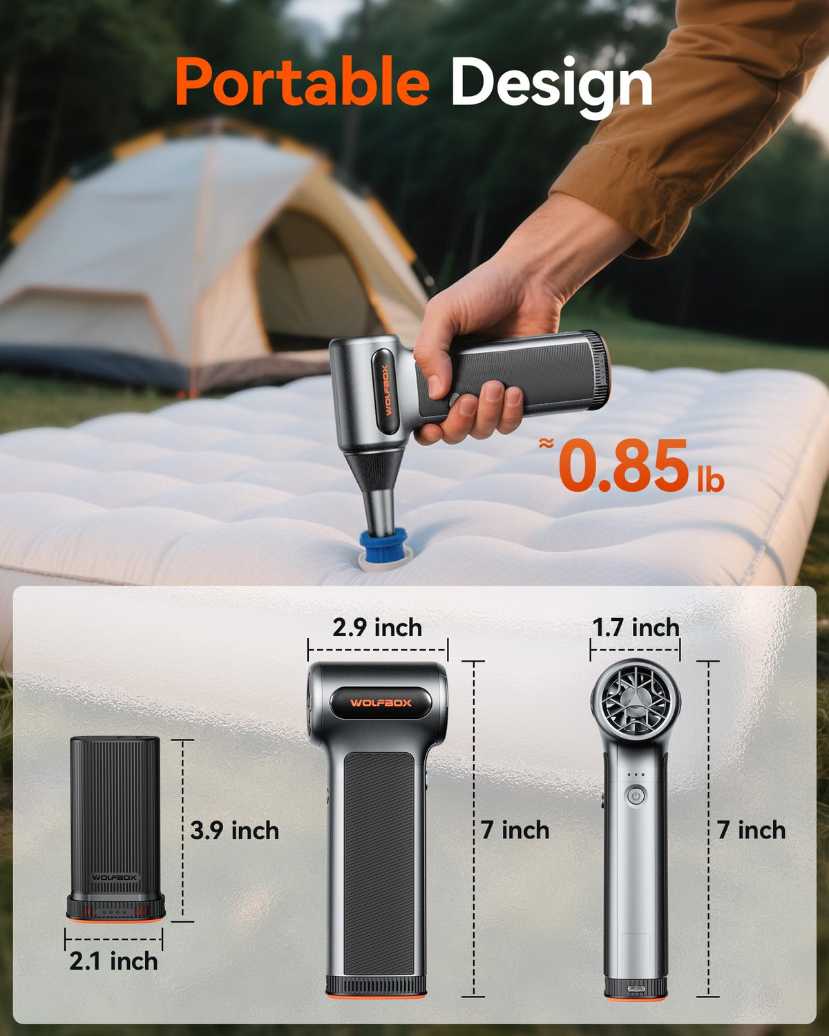 WOLFBOX MF200 Electric Air Duster with Removable Battery & 4 Nozzles, Cordless 3-Speed Adjustable Mini Blower for Computer Keyboard, Car Cleaning, Home, and Outdoor Use 🍁 All In One Marketplace Canada