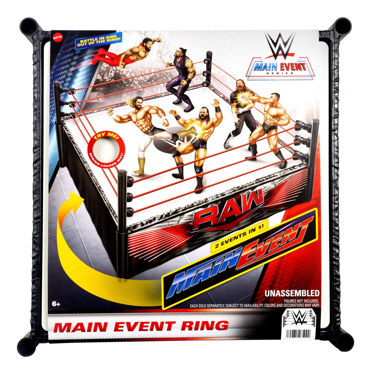 Mattel WWE Superstar Ring with Labels for Main Event & RAW, Spring-Loaded Ring Mat & Pro Tension Elastic Ropes ๐ All In One Marketplace Canada