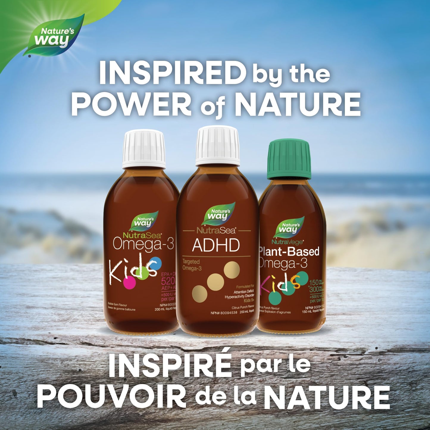 Nature's Way NutraSea ADHD Targeted Omega-3, For kids age 5+, 940 mg of EPA + DHA, 80 mg of GLA, 500 IU Vitamin D3, 200 ml Liquid ๐ All In One Marketplace Canada