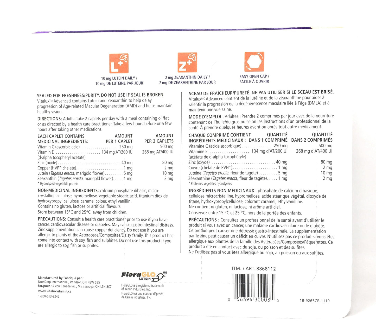 Vitalux Advanced Ocular Multi-Vitamin, 180 +20 caplets ๐ All In One Marketplace Canada