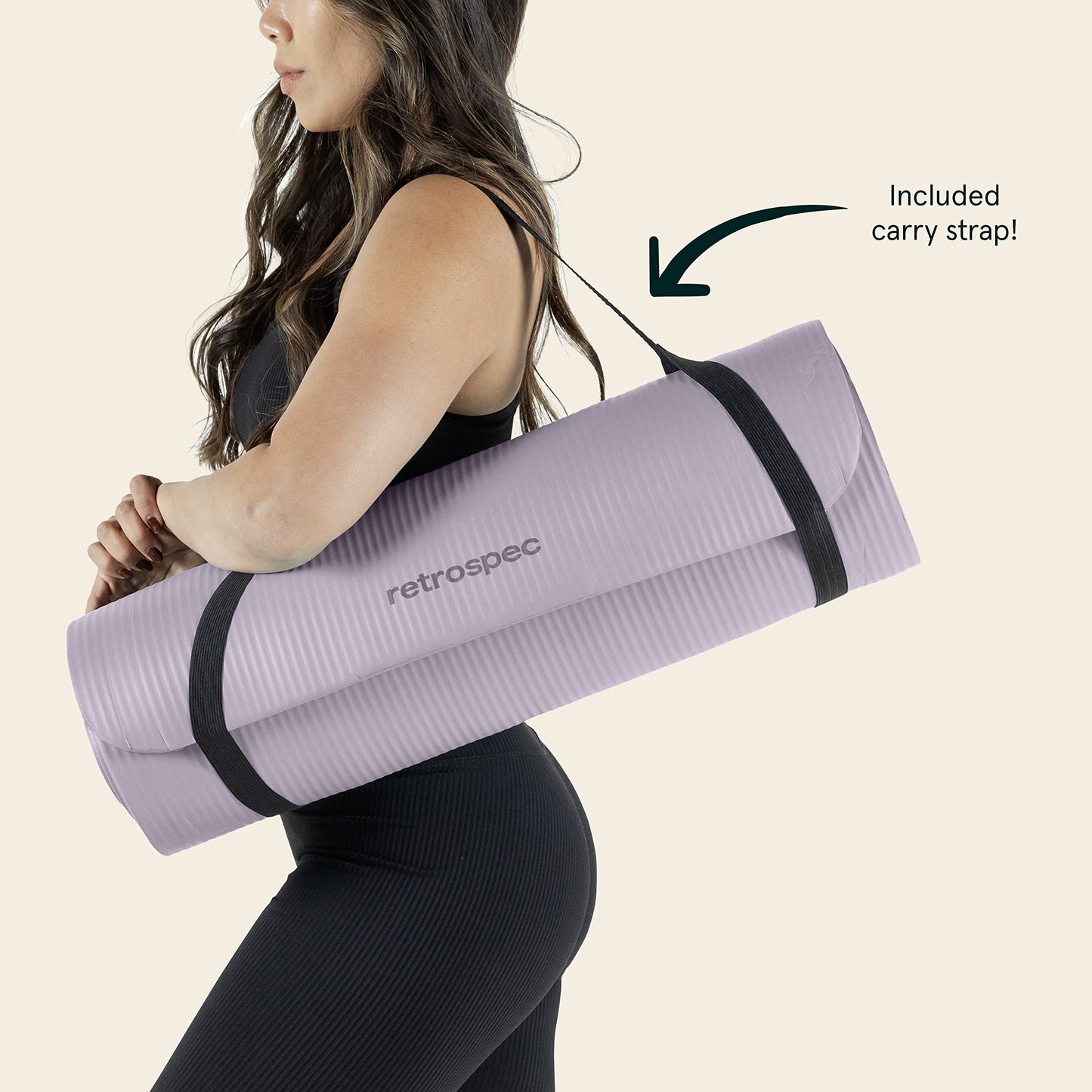 Retrospec Solana Yoga Mat 1" And 1/2" Thick With Nylon Strap for Men And Women - Non Slip Exercise Mat For Home Yoga, Pilates, Stretching, Floor And Fitness Workouts 🍁 All In One Marketplace Canada