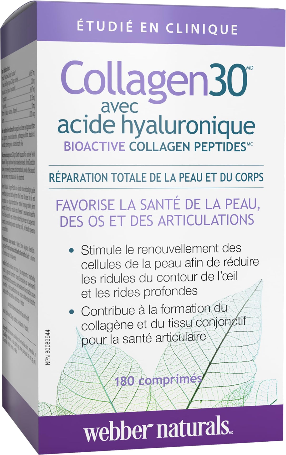 Webber Naturals Collagen30 with Hyaluronic Acid, Bioactive Collagen Peptides, 180 Tablets, Helps Reduce Joint Pain, Eye Wrinkles and Fine Facial Line 🍁 All In One Marketplace Canada