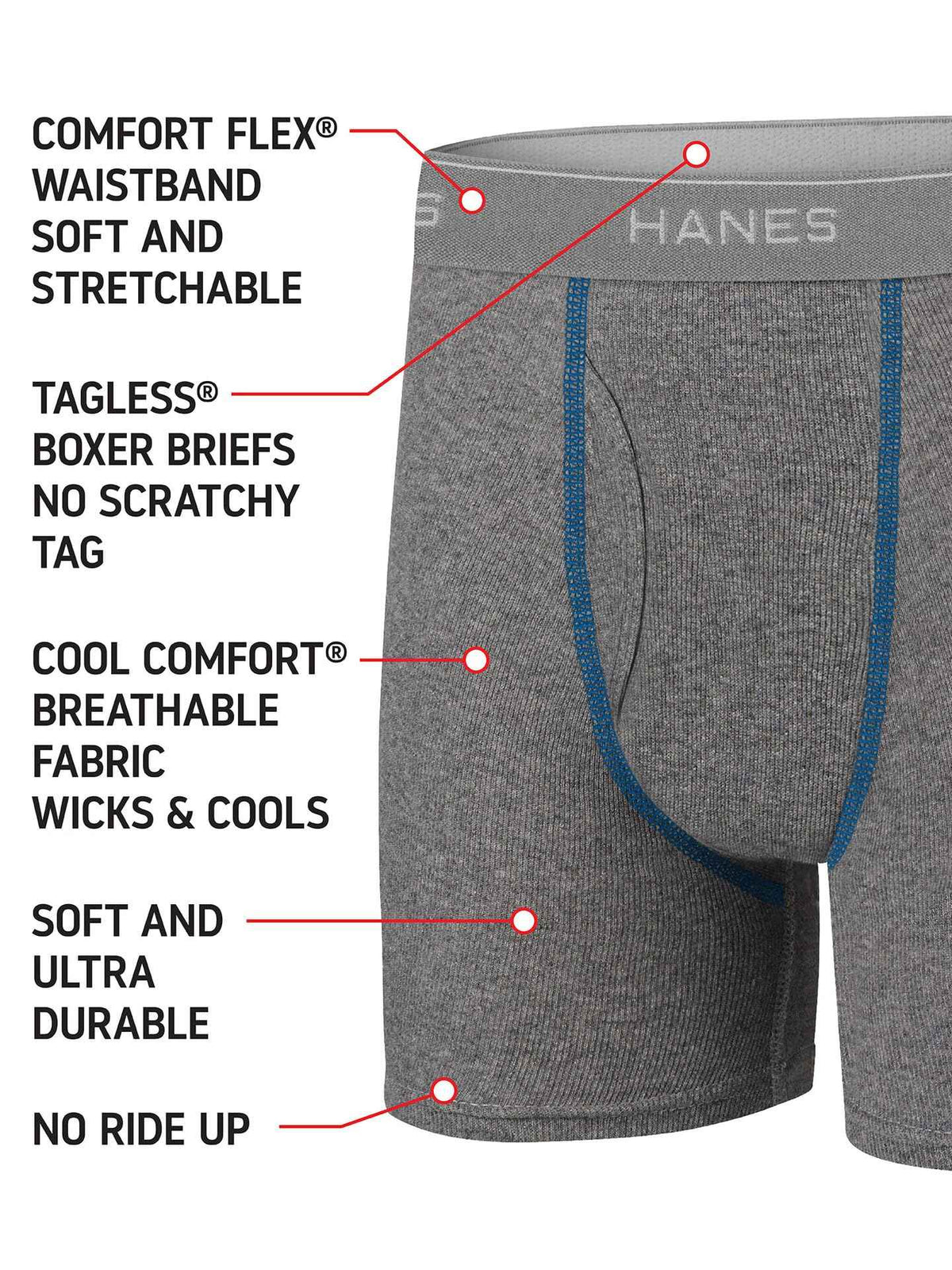 Hanes boys 5 Pack Breathable Boxer Briefs, Assorted, Large US ๐ All In One Marketplace Canada