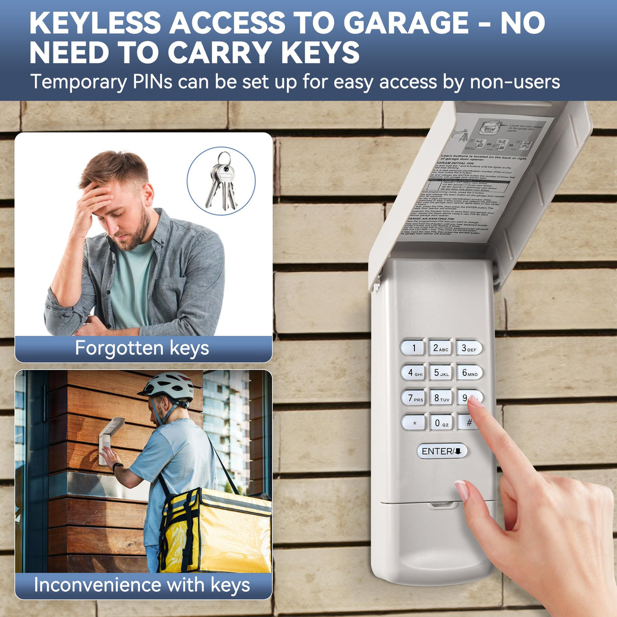 877MAX Universal Wireless Keyless Keypad for Chamberlain/Liftmaster/Craftsman Garage Door Openers - Compatible with Yellow/Purple/Red/Orange/Green Learn Buttons (315/390 MHz) ๐ All In One Marketplace Canada