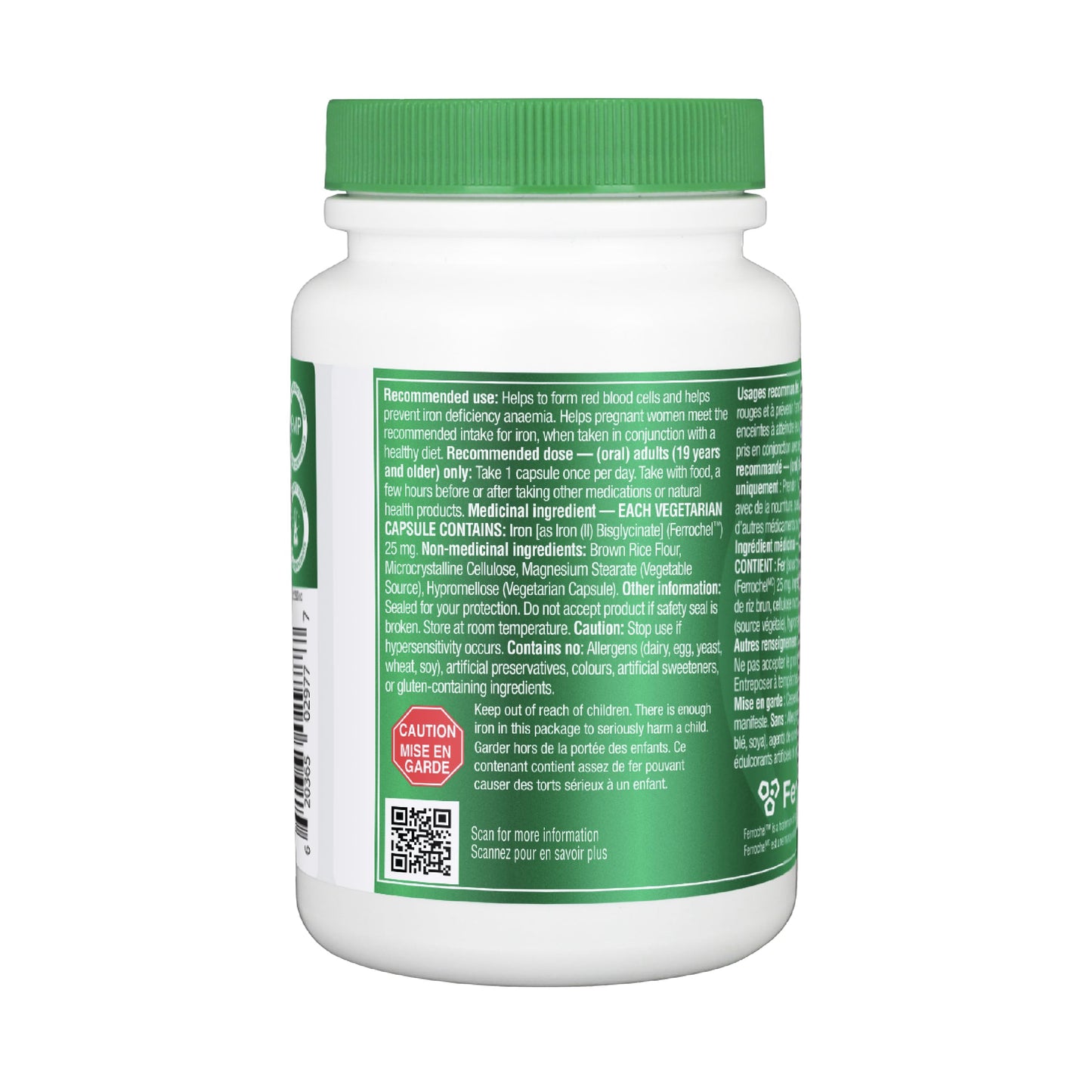 Organika Canadian-Made Absolute Iron - Iron Bisglycinate- High Availability, Gentle on Stomach, Boost Iron Levels- Beneficial for Women and Vegetarians- 120vcaps ๐ All In One Marketplace Canada