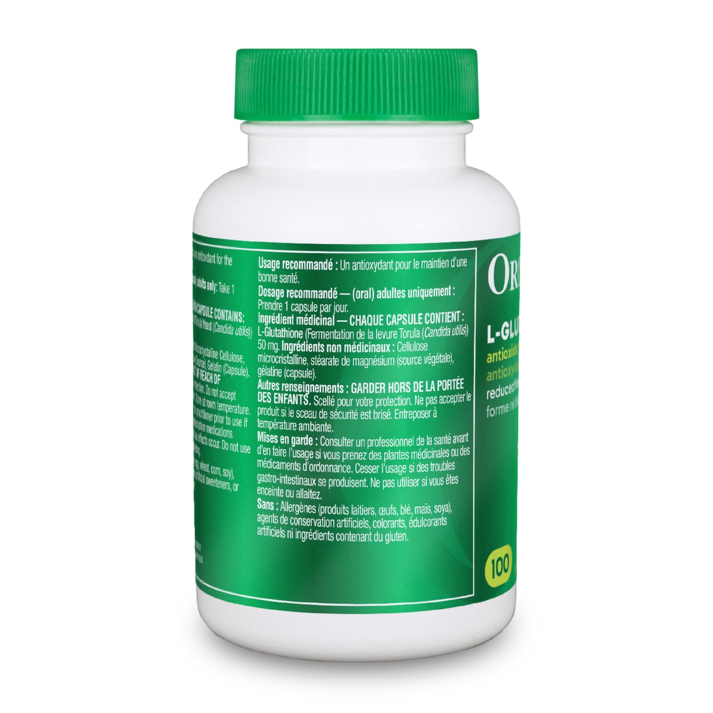 Organika Canadian-Made L-Glutathione (Reduced), Antioxidant and Detox Support -100 Caps ๐ All In One Marketplace Canada