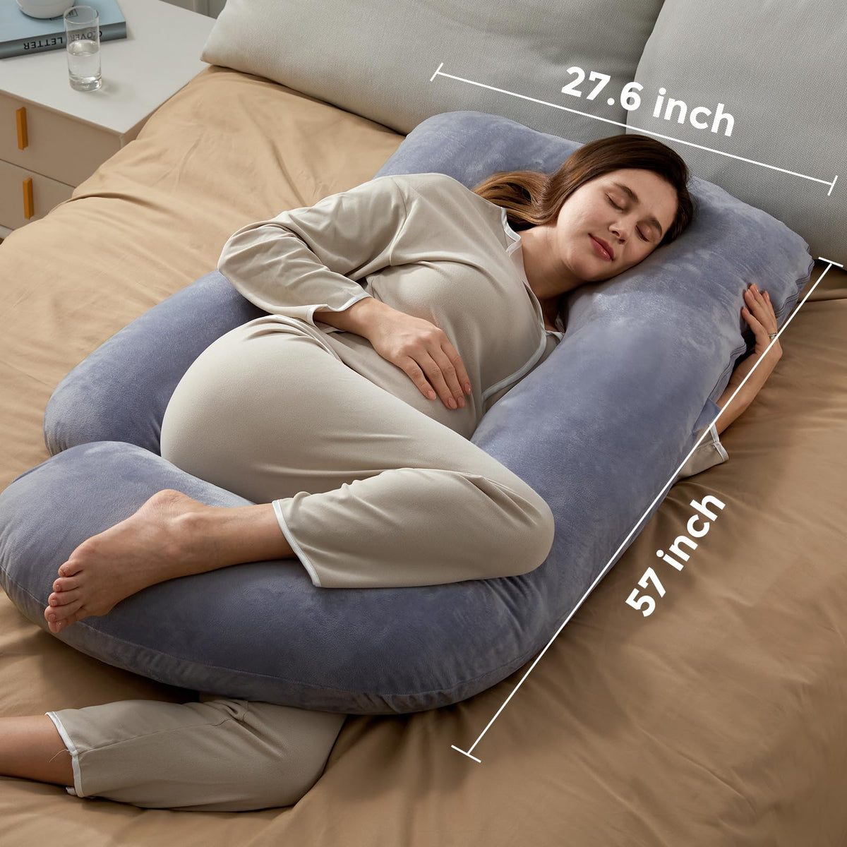 Momcozy Pregnancy Pillows for Sleeping, U Shaped Full Body Maternity Pillow with Removable Cover - Support for Back, Legs, Belly, HIPS for Pregnant Women, 57 Inch Pregnancy Pillow for Women, Grey π All In One Marketplace Canada