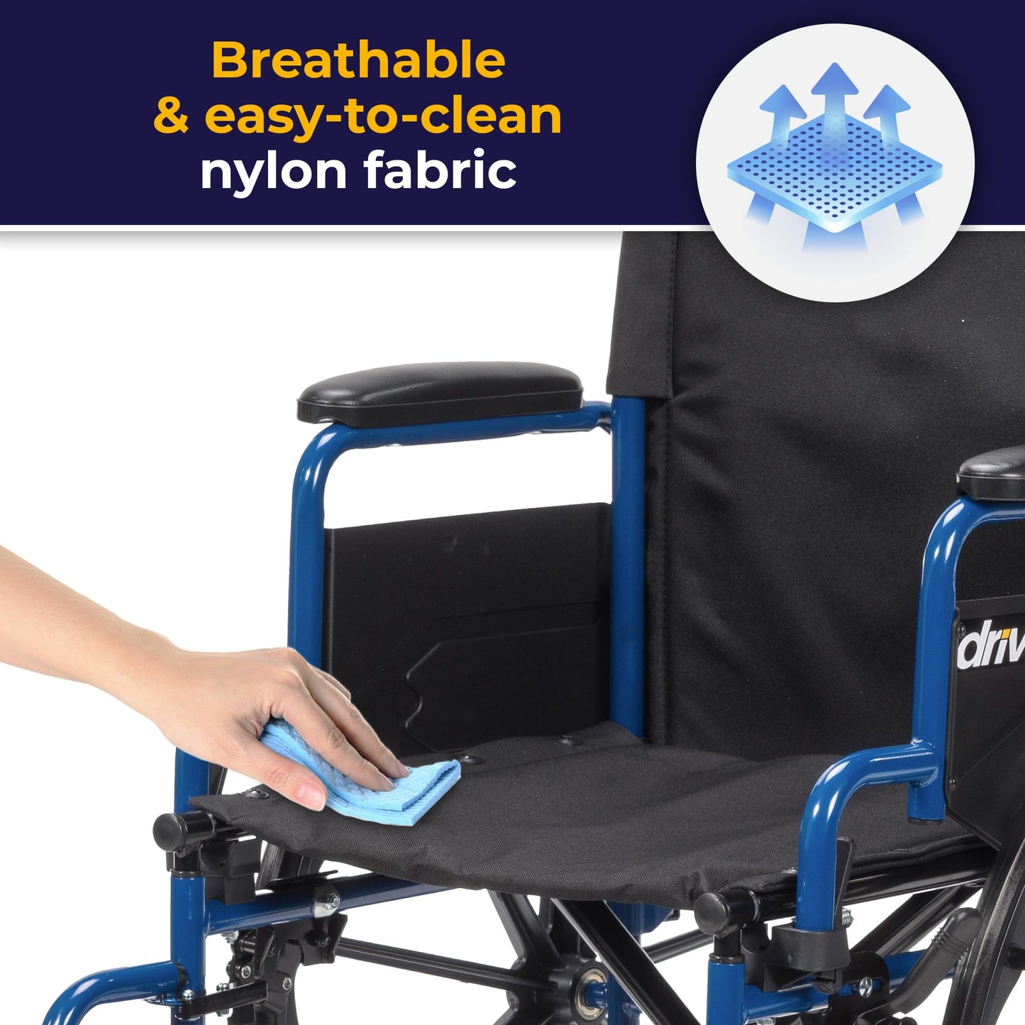 Drive Medical Single Axle Blue Streak Wheelchair, Flip Back Desk Arm, Swing Away Footrests, 18", 1 Count ๐ All In One Marketplace Canada