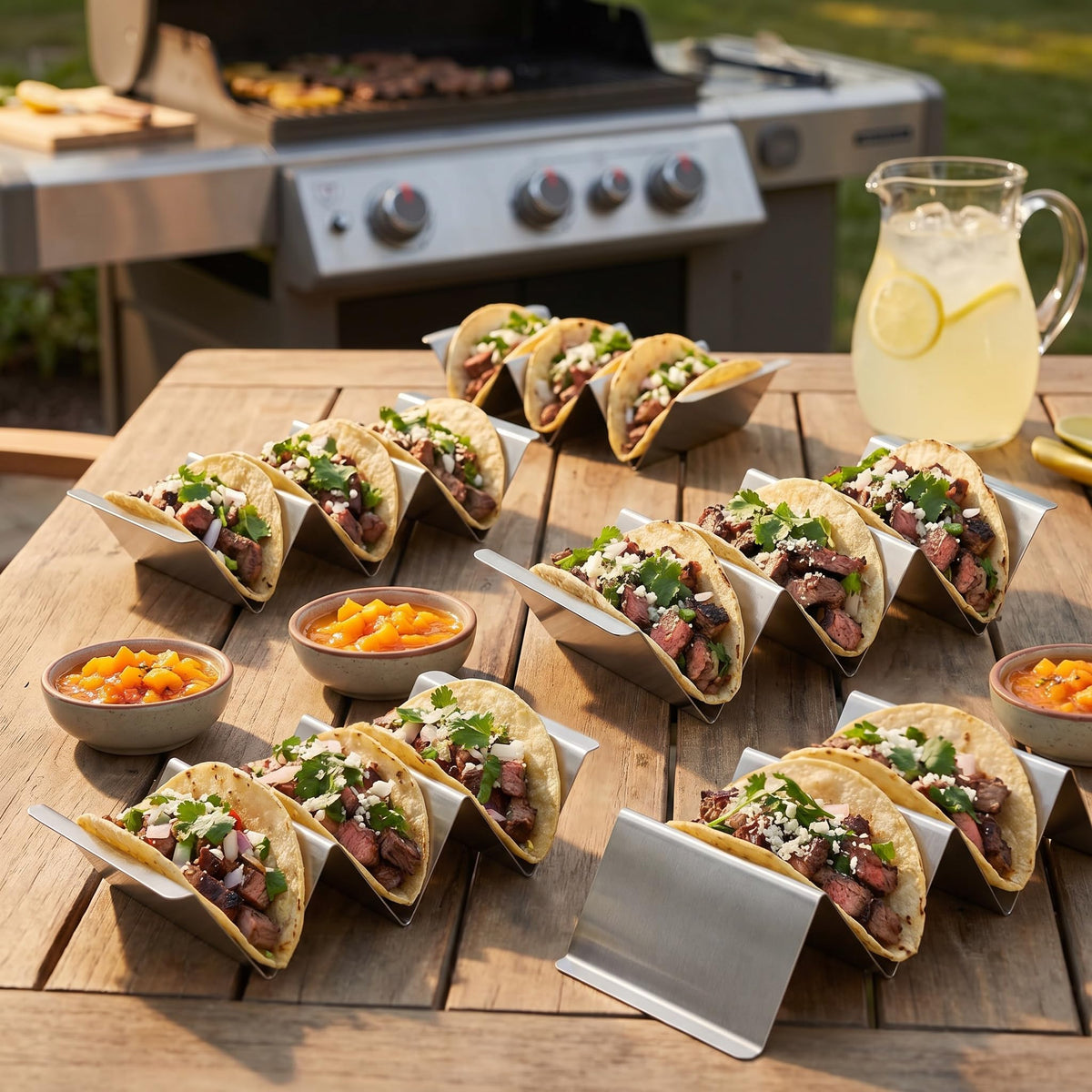 Bekith Stainless Steel Taco Holder Stand 6 Pack, Taco Holder Stand Tray with Handles, Up to 3 Tacos Each Keeping Shells Upright, Stylish Taco Shell Holders, Oven, Grill and Dishwasher Safe ๐ All In One Marketplace Canada