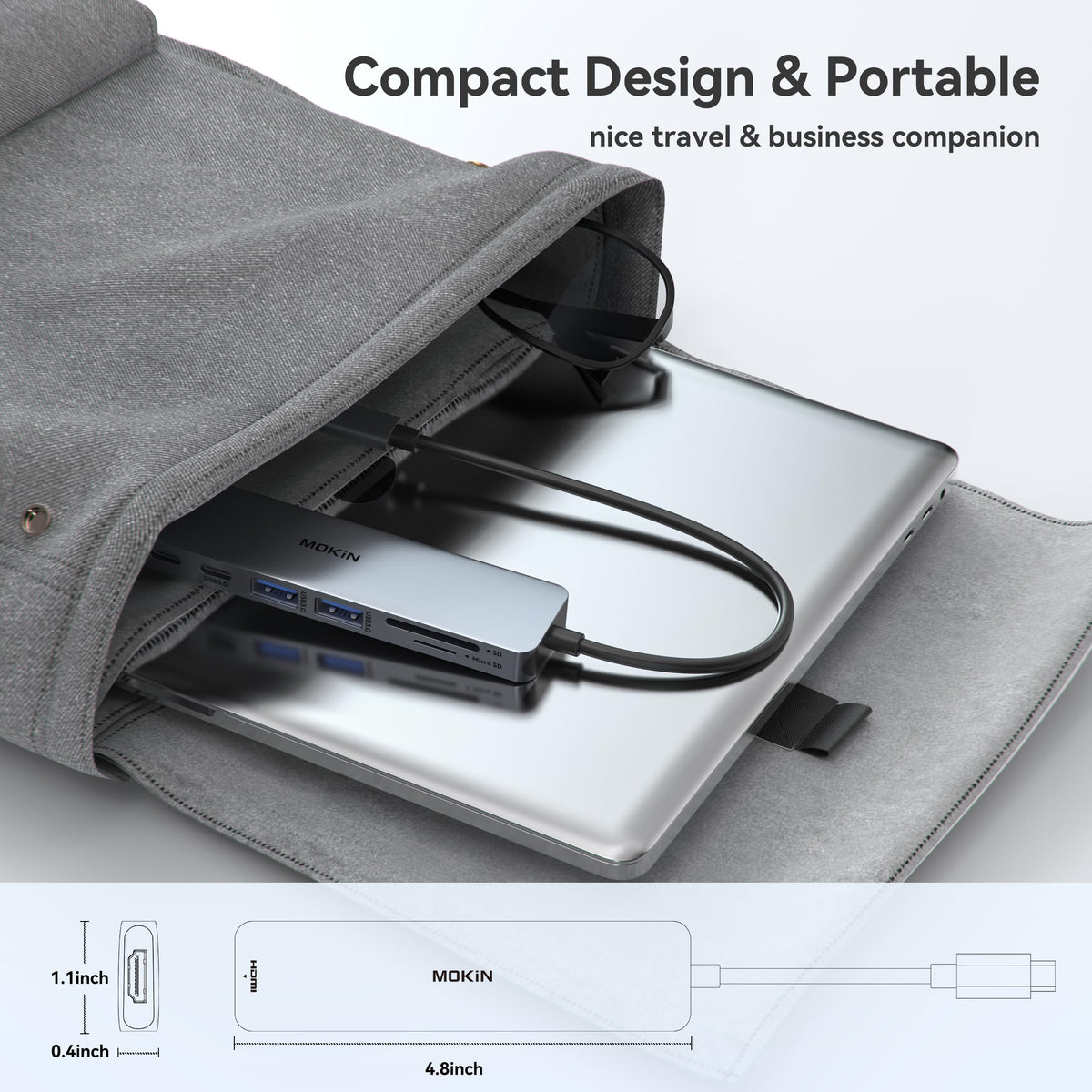USB C Hub HDMI Adapter for MacBook Pro/Air, MOKiN 7 in 1 USB C Dongle with HDMI, microSD/SD Card Reader, USB C Data Port,100W PD, and 2 USB 3.0 Compatible for MacBook Pro/Air, Dell XPS, Thinkpad. ๐ All In One Marketplace Canada